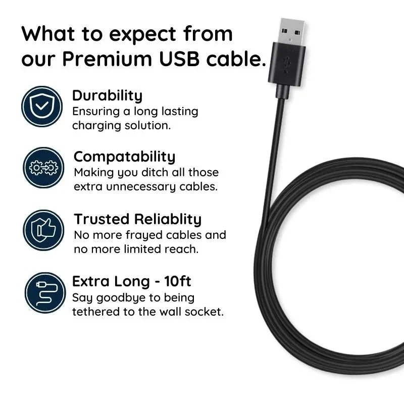 10 Ft USB Charging Cable with Extended Length