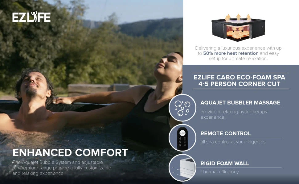 EZLIFE 4-5 Person Cut Corner Foam Hot Tub