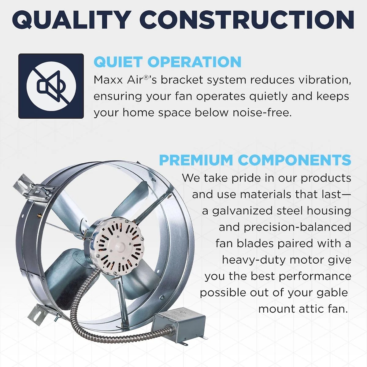 1.300 CFM Gable Mount Power Attic Ventilator