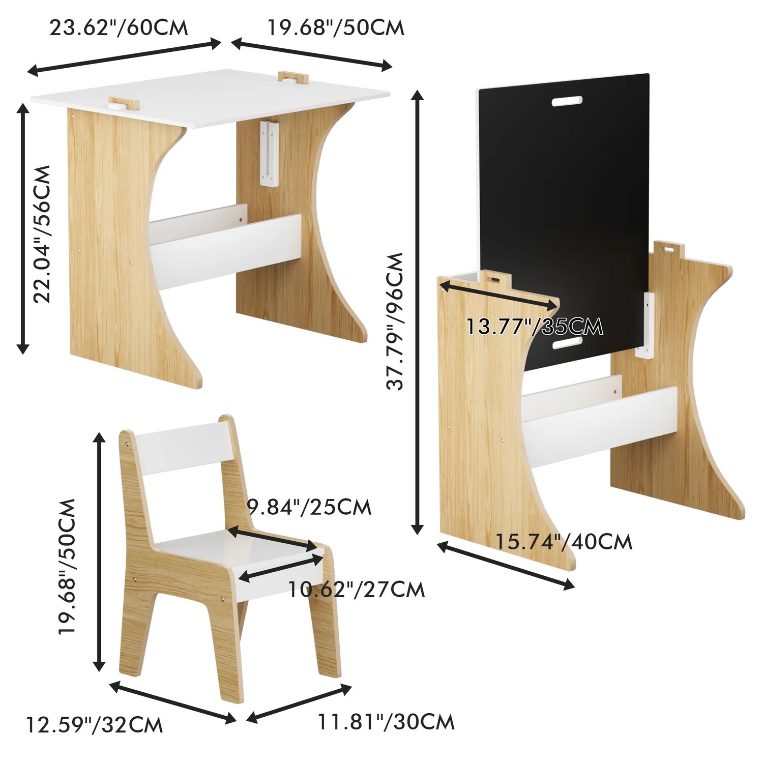 (Discontinued) Kids Table and Chair Set. 2 in 1 Kids Activity Table with Reversible Tabletop and Storage Shelf
