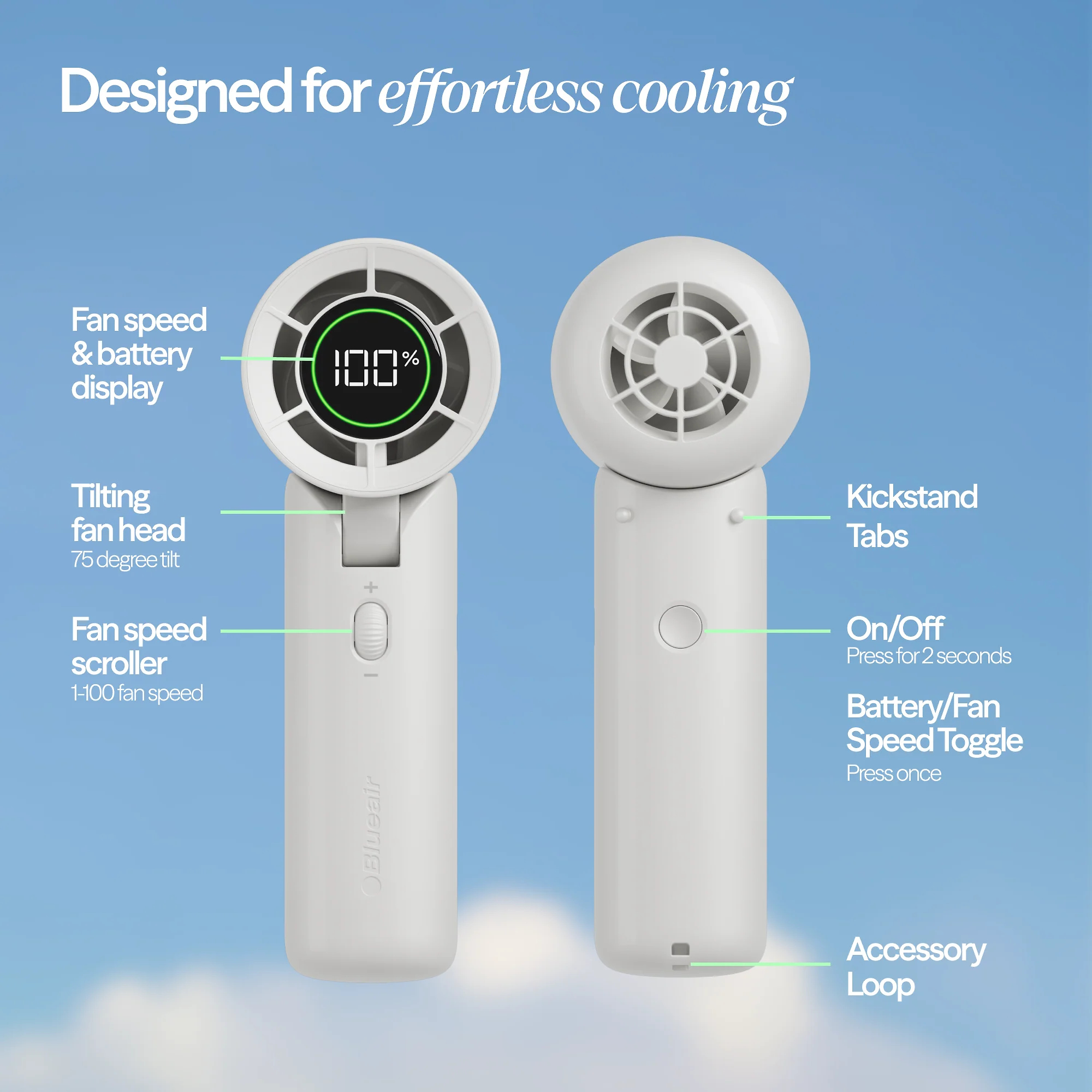 AlwaysCool Portable Handheld Fan – Cloud Linen
