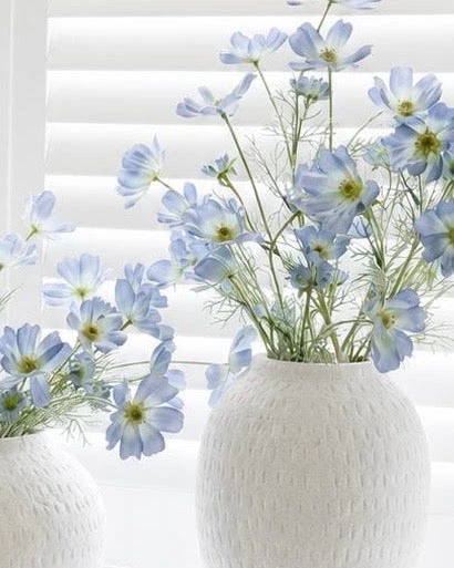 Artificial Ocean Blue Cosmos Flower Stem Faux Floral Decor