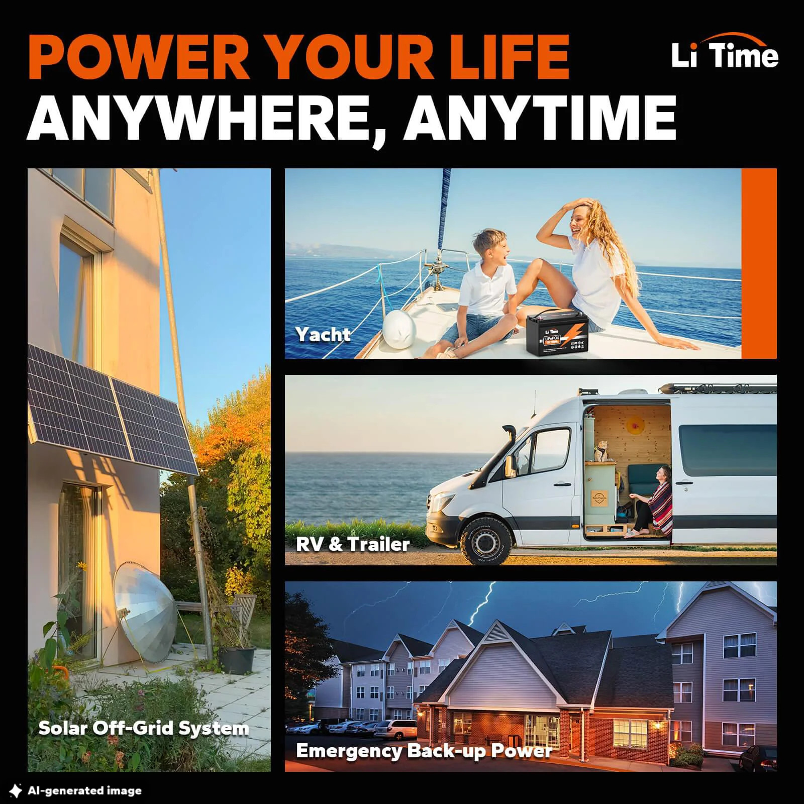 LiTime 12V 100Ah LiFePO4 Lithium Deep Cycle Battery