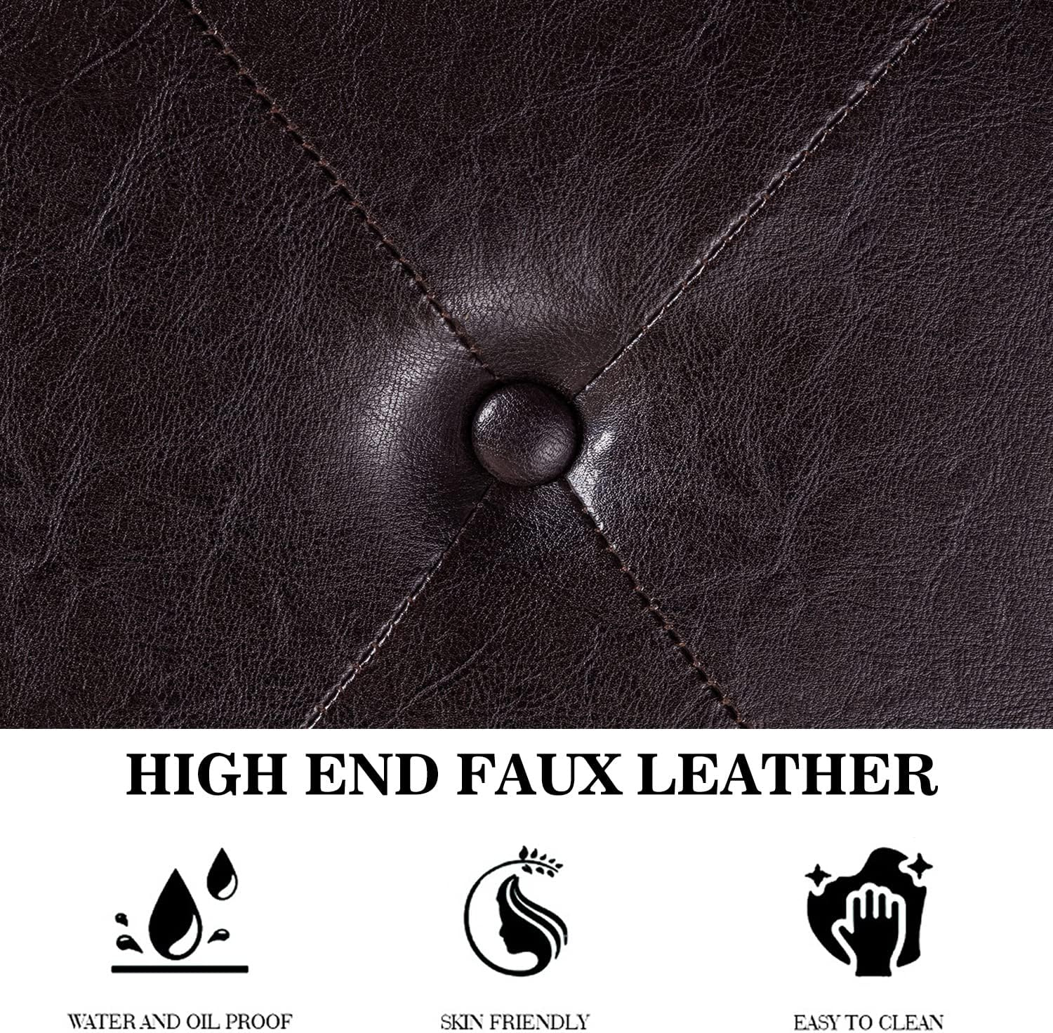 (Discontinued) Bed Frame with Adjustable Headboard Button Tufted Faux Leather Upholstered Platform Bed