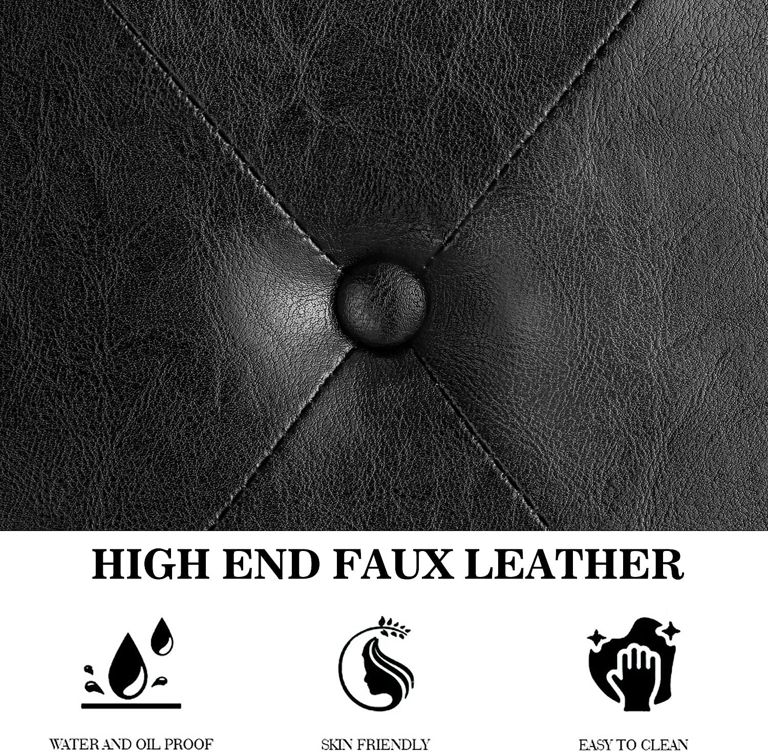 (Discontinued) Bed Frame with Adjustable Headboard Button Tufted Faux Leather Upholstered Platform Bed