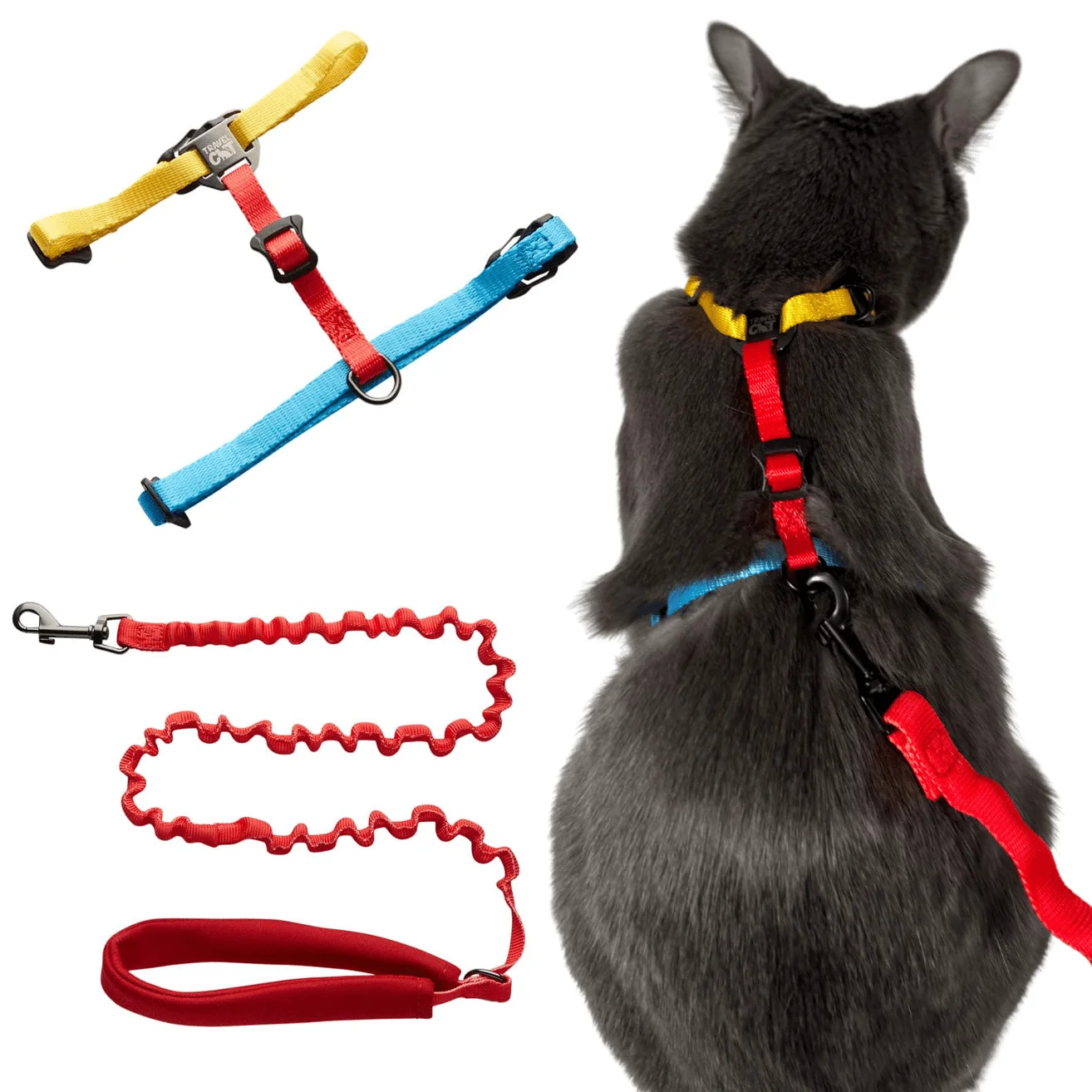 The Day Tripper Perfect Adjustable H-Style Cat Harness & Bungee Leash Set