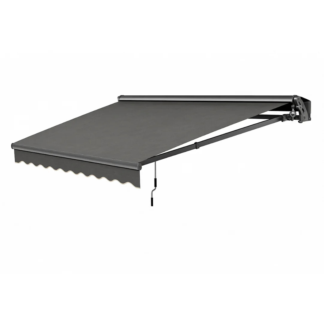 10x8 ft Manual Retractable Patio Awning with Adjustable Crank