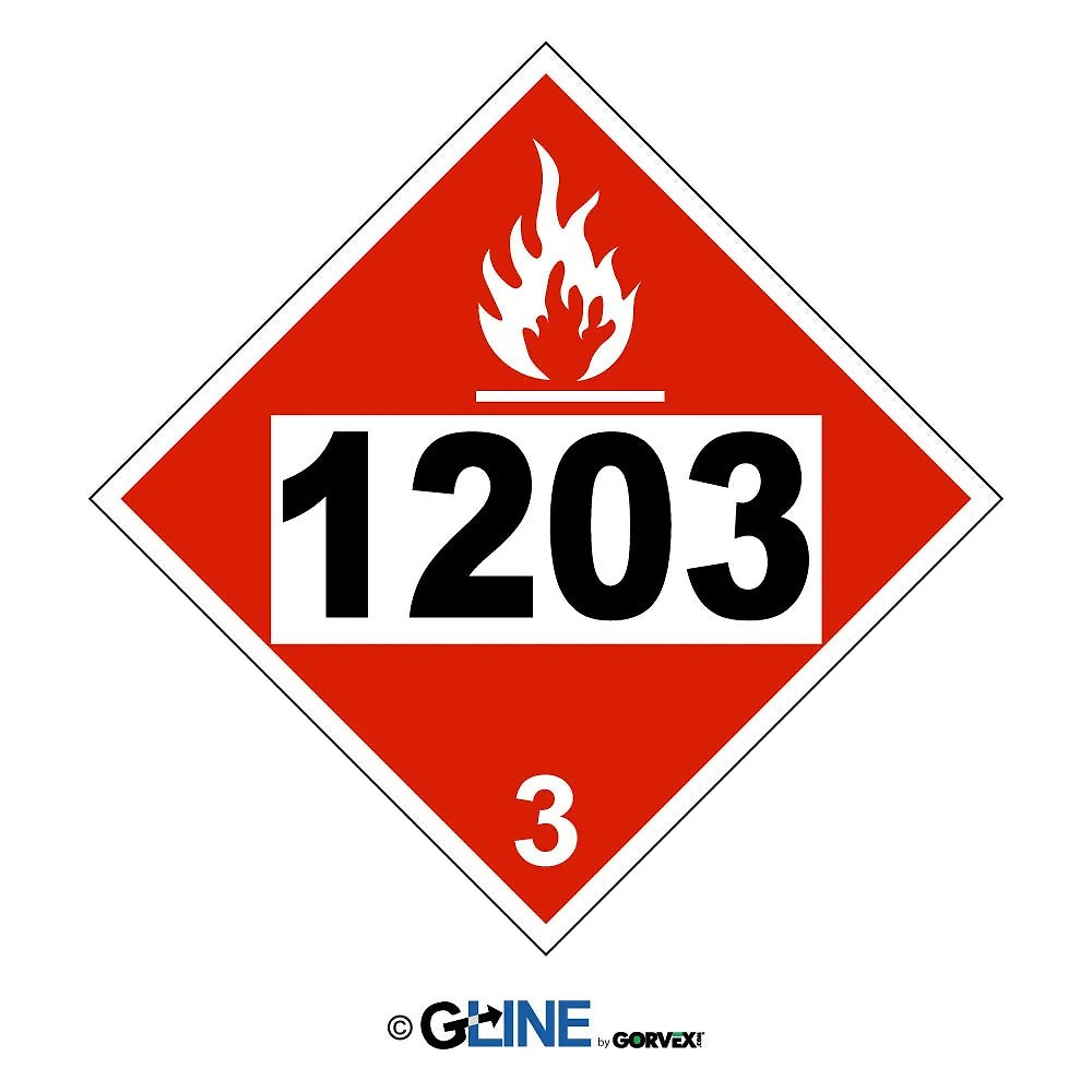 1203 Gasoline. Gasohol. Petrol - Class 3 Placard