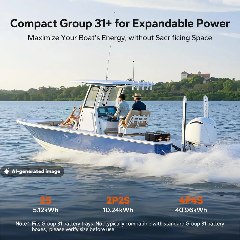 LiTime 12V 200Ah Xtra Mini Group 31 Lithium Battery for Marine and Trolling Motor