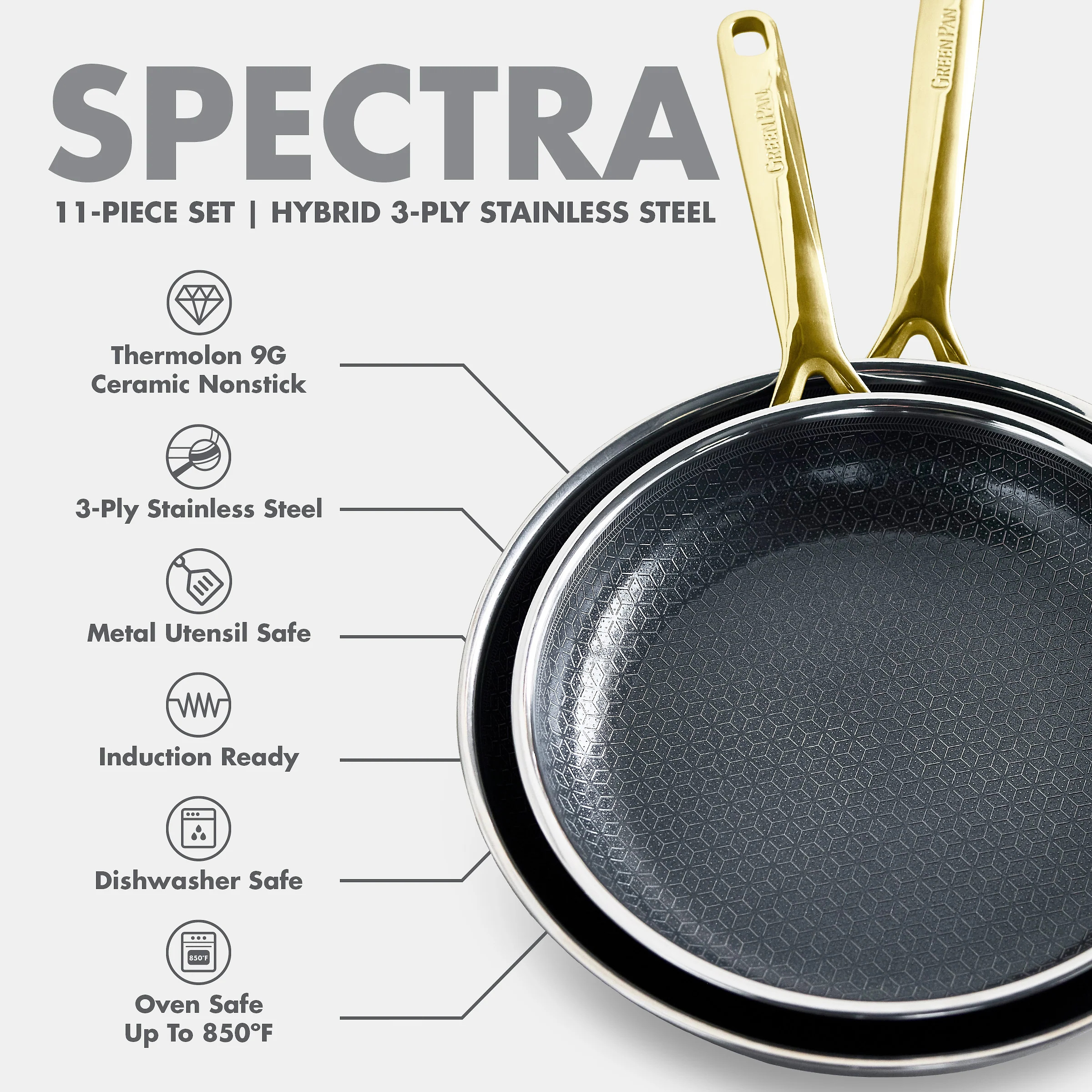 Spectra Gold Thermobond Hybrid Ceramic Nonstick 10-Piece Cookware Set