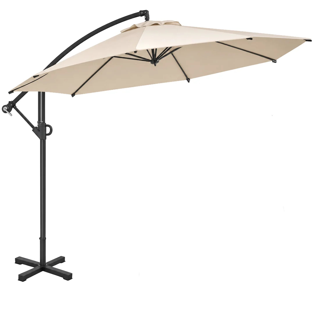 10 ft Offset Patio Umbrella with Tilt Adjustment and Cross Base