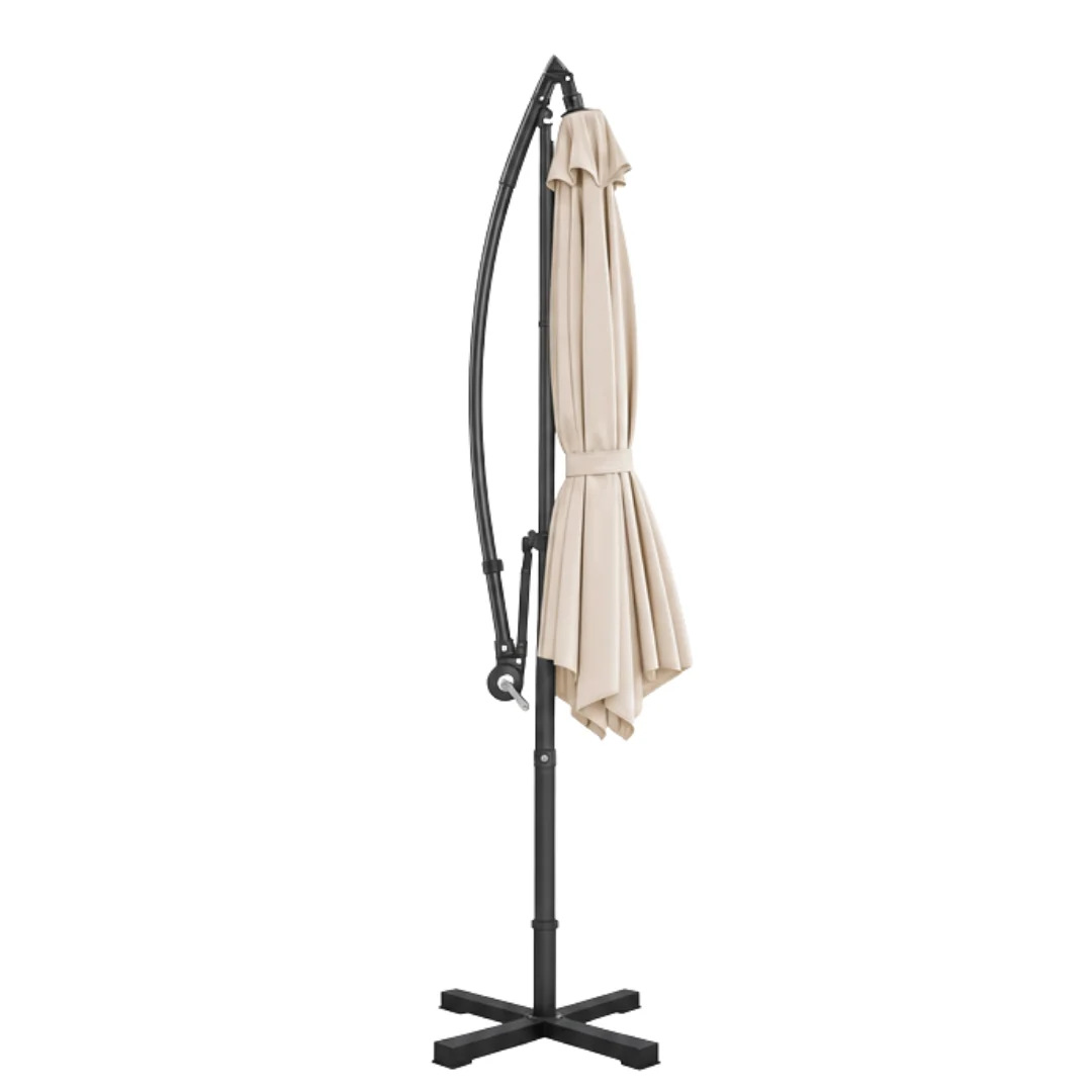 10 ft Offset Patio Umbrella with Tilt Adjustment and Cross Base
