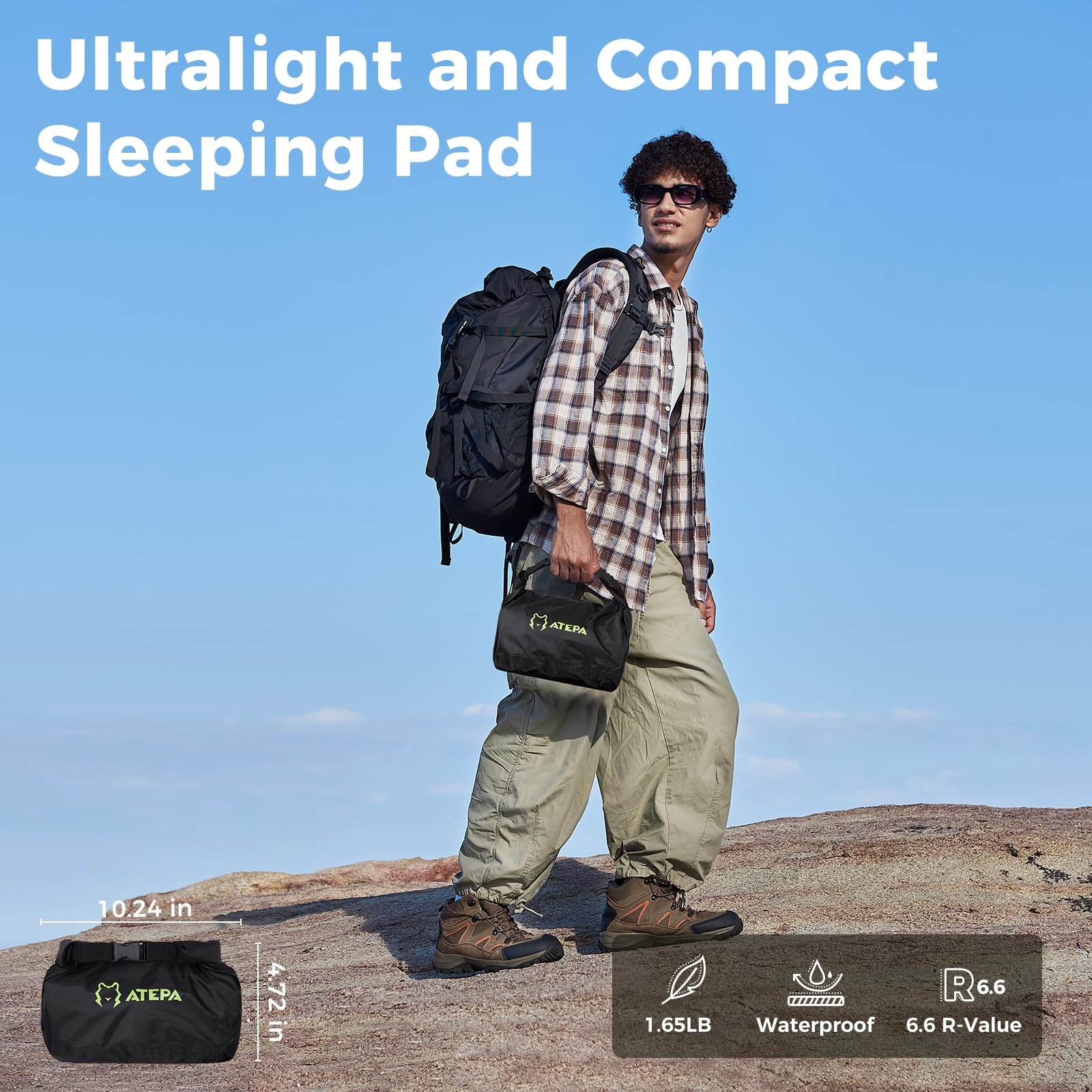 ATEPA 4-Season Adventure Bundle: Ultralight Insulated Sleeping Pad (R-Value 6.6) + Inflatable 4-in-1 Cloud AirBag Pillow & Messenger Bag