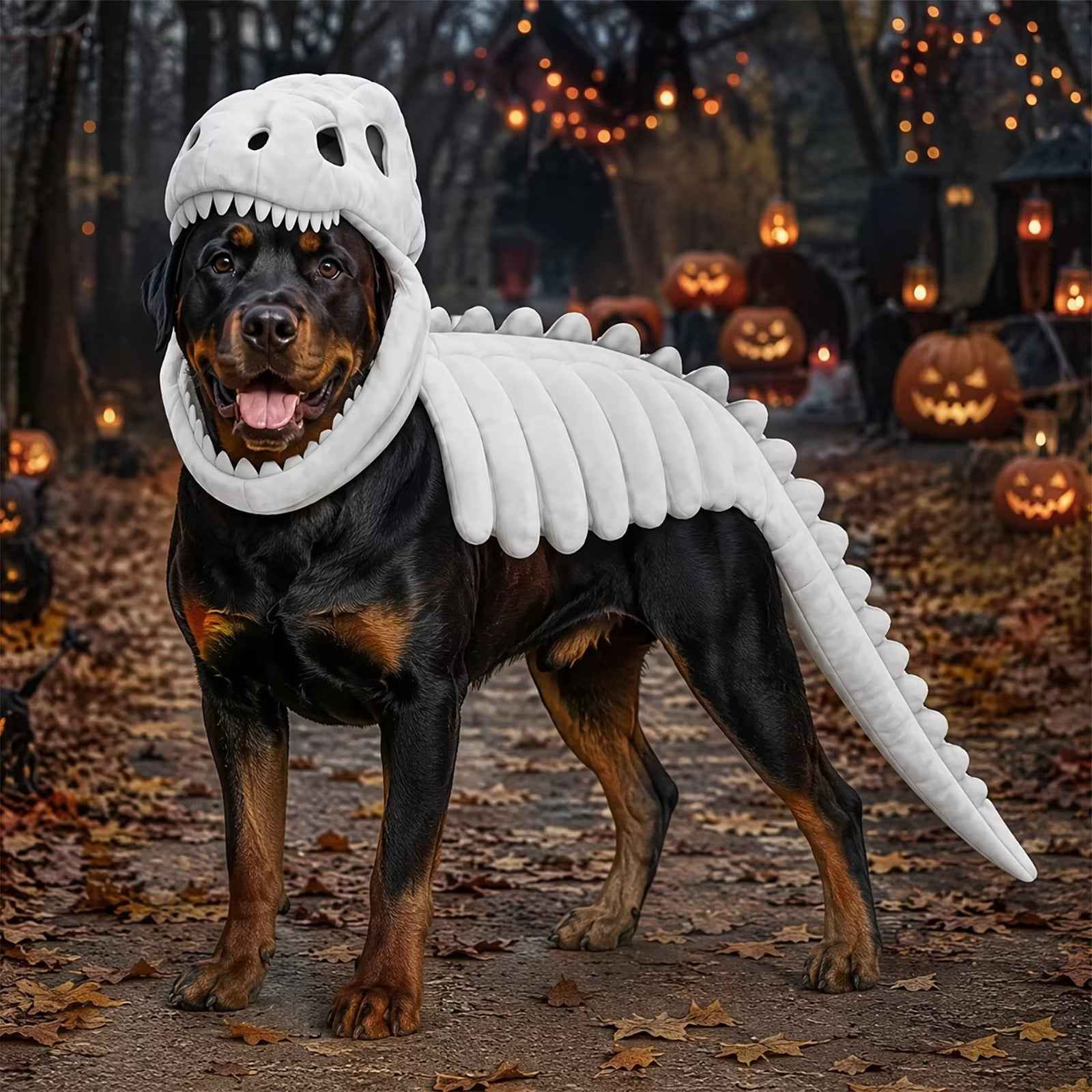 Dino Dog Costume for Pets – Plush Skeleton Delight for Fun & Festivities 45cm