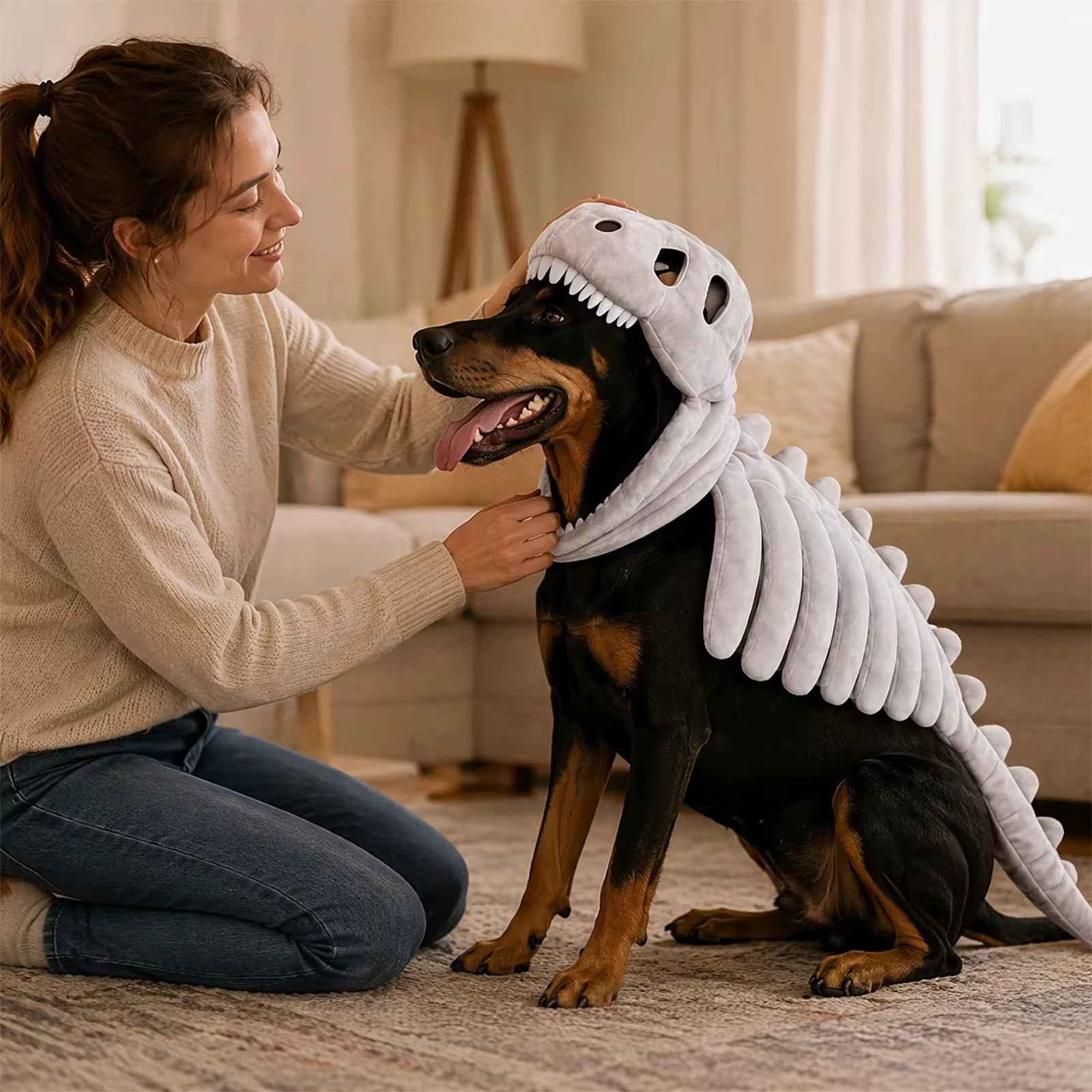 Dino Dog Costume for Pets – Plush Skeleton Delight for Fun & Festivities 45cm