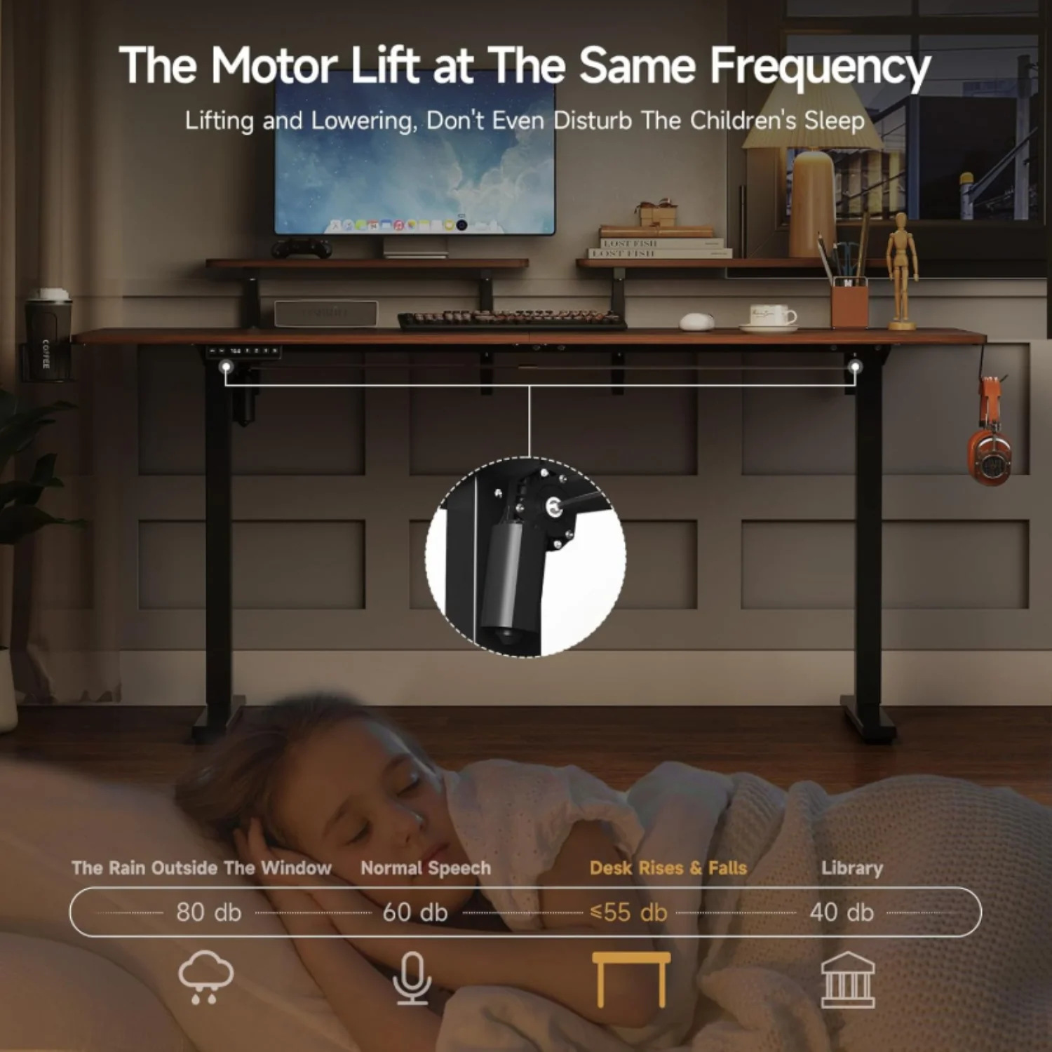 (Discontinued) 63 x 24 Inch Electric Standing Desk. Home Office Stand Up Desk with 2 Adjustable Monitor Shelves. Adjustable Computer Desk with Cup Holder and Hook