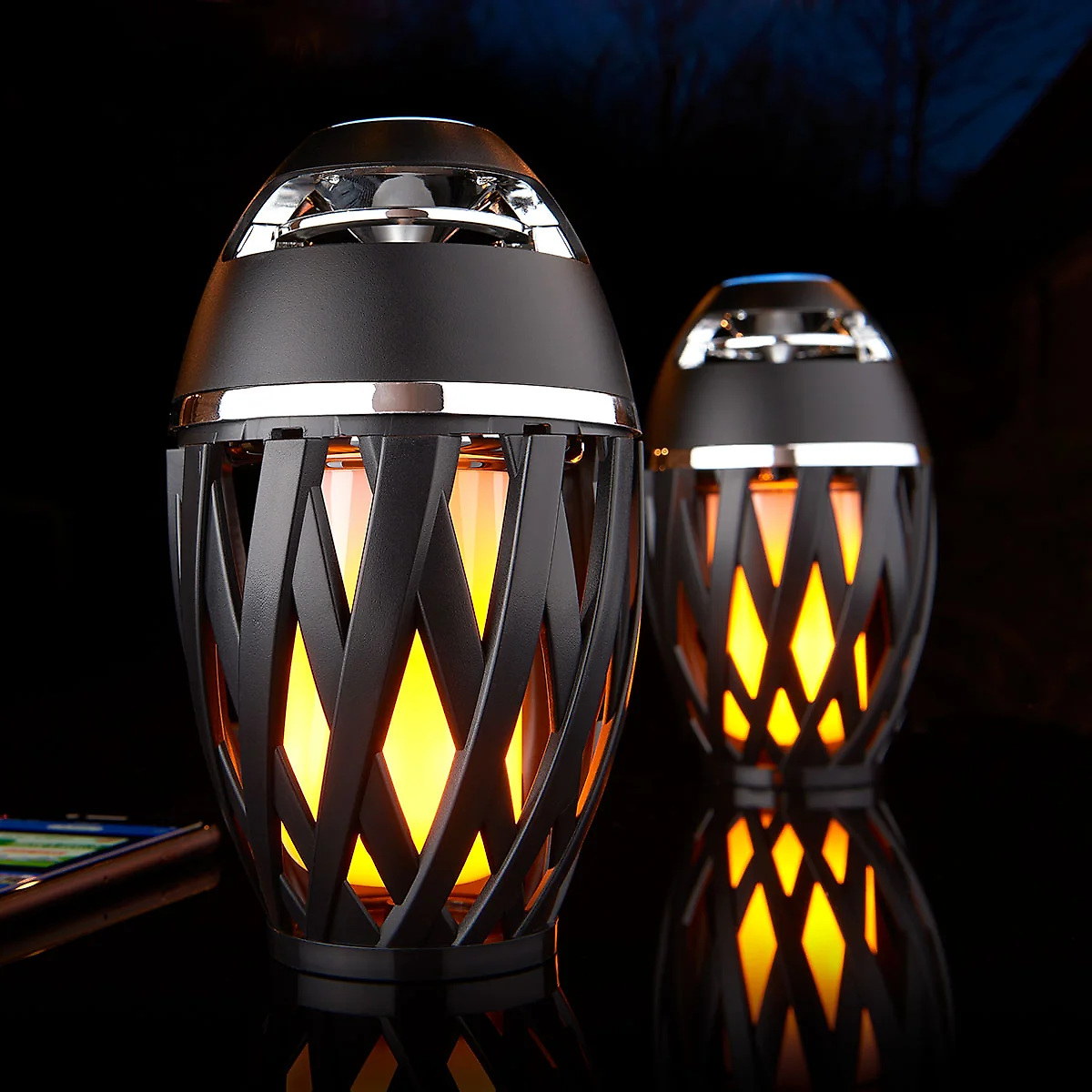 Tiki Torch Outdoor Bluetooth Speakers by Sharper Image (Set of 2)