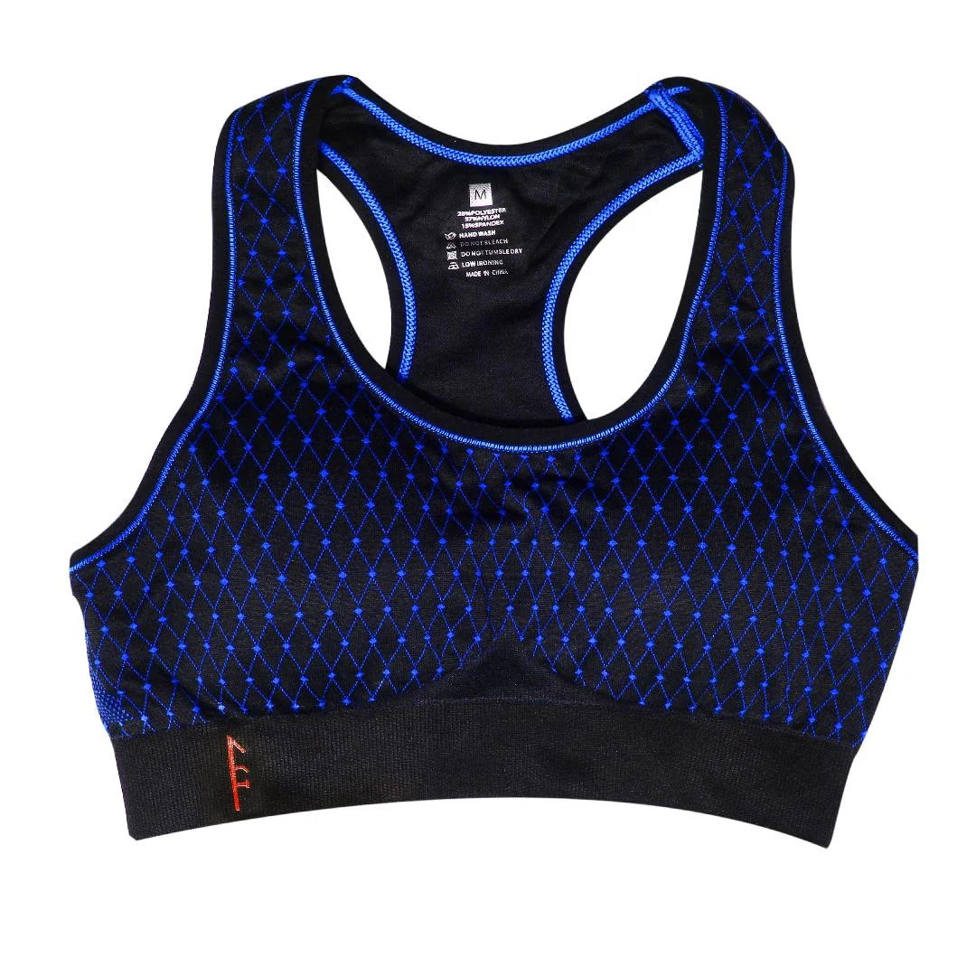Blue & Black Sports Bra