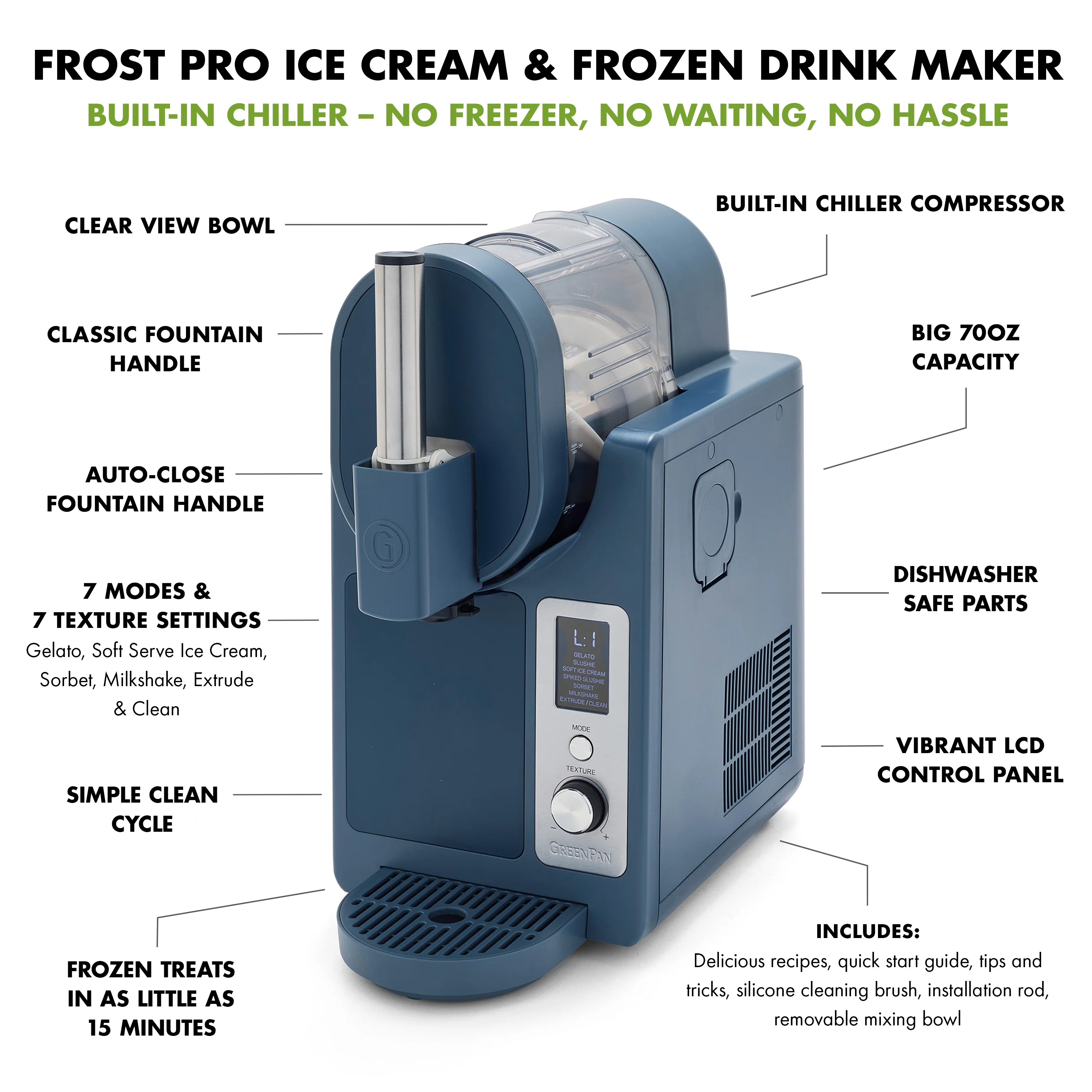 Frost Pro 16-in-1 Ice Cream. Gelato & Frozen Drink Maker | Berry