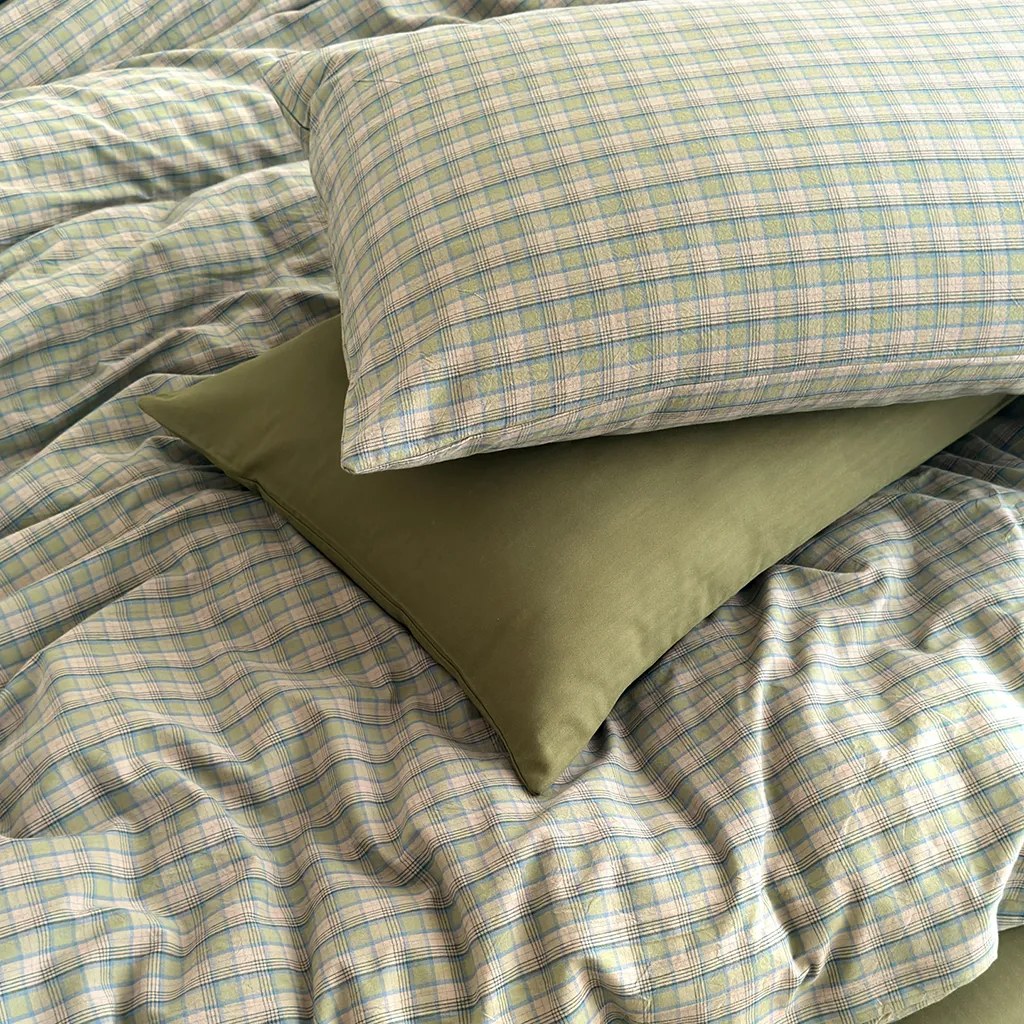 Annie Plaid Duvet Cover Checked Cotton Bedding Bedroom Decor