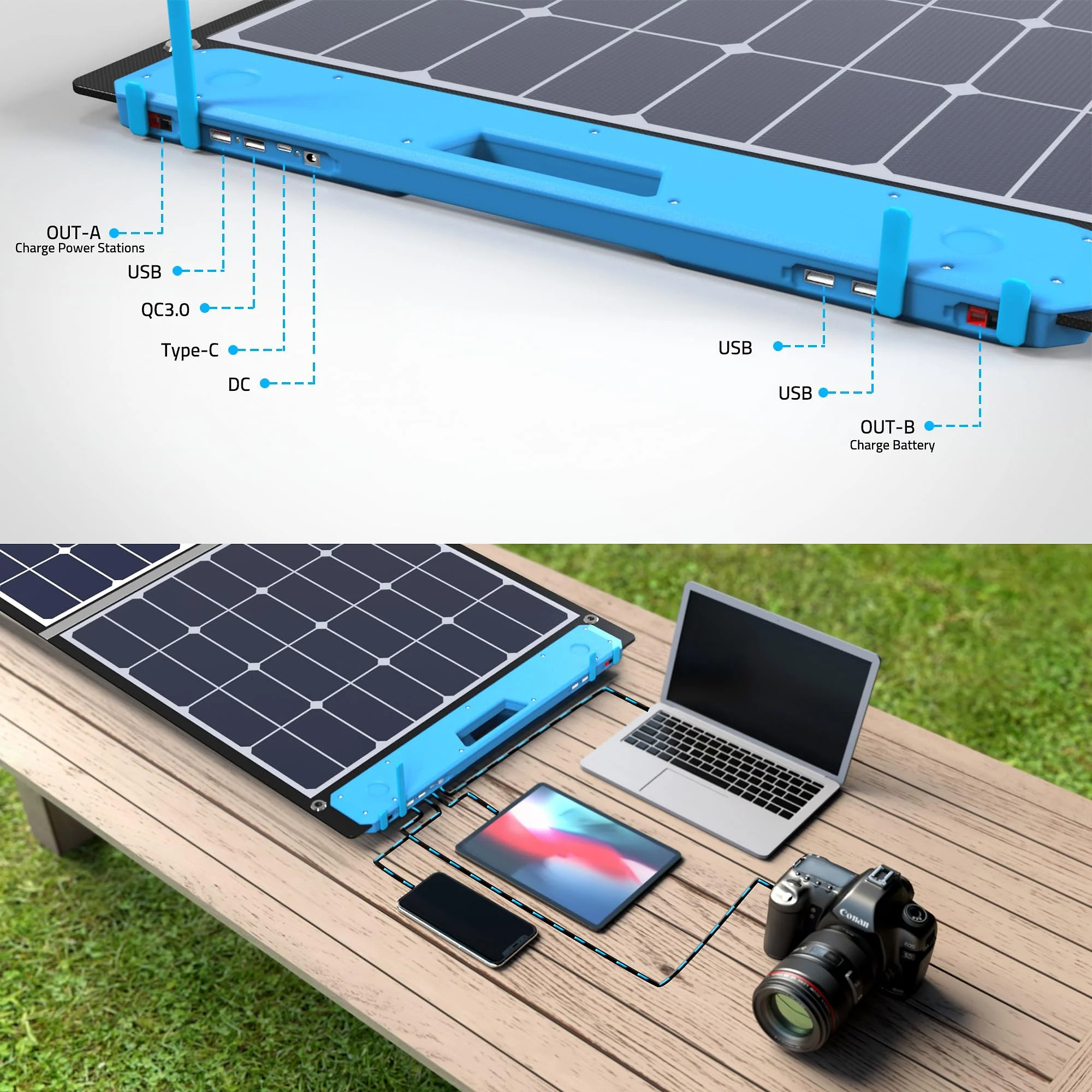 ACOPOWER Portable Solar Panel Foldable Solar Panel Suitcase