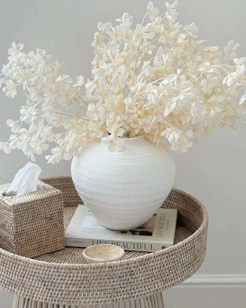 Artificial White Blossom Stem Faux Floral Branch Home Decor