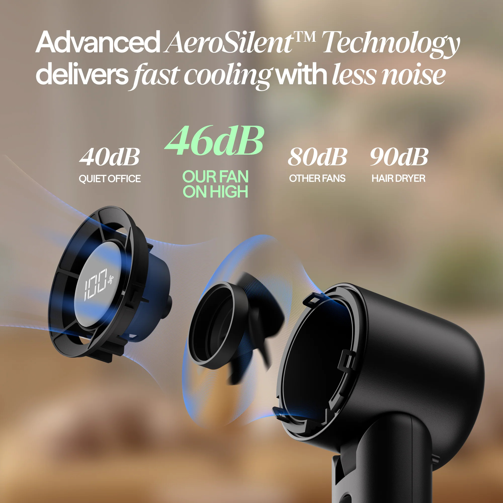 AlwaysCool Portable Handheld Fan – Arctic Sage