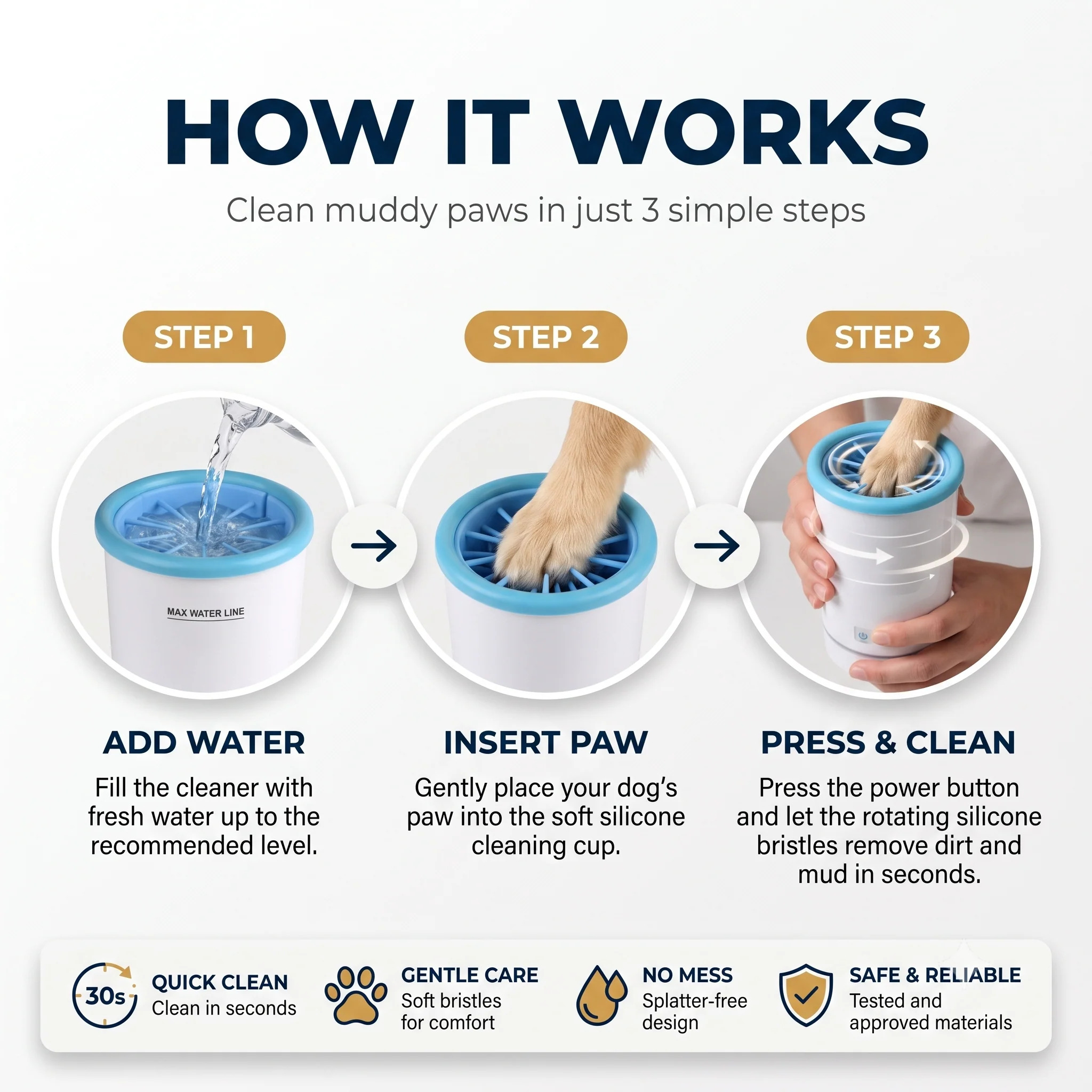 Effortless Paws Clean with the Automatic Dog Paw Cleaner Cup – Soft Silicone Bristles & USB Rechargeable