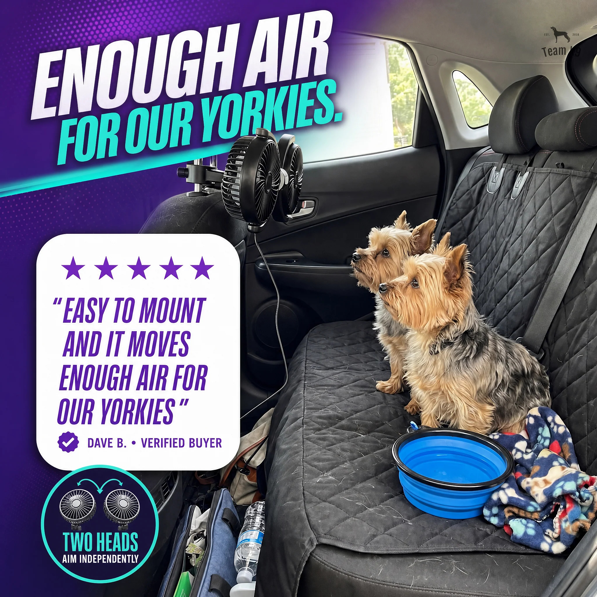 Team K9® Backseat Dog Cooling Fans (USB-A)