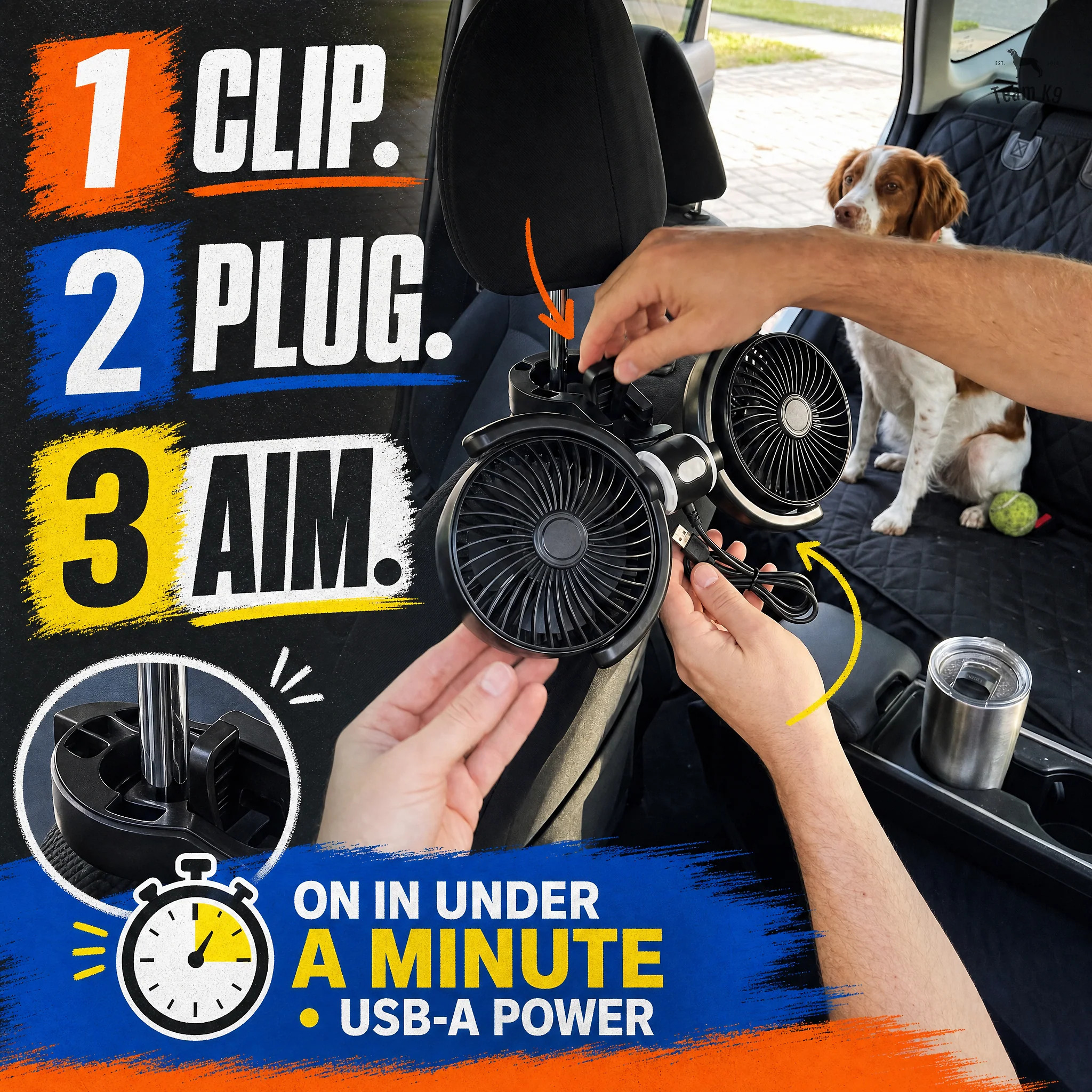 Team K9® Backseat Dog Cooling Fans (USB-A)