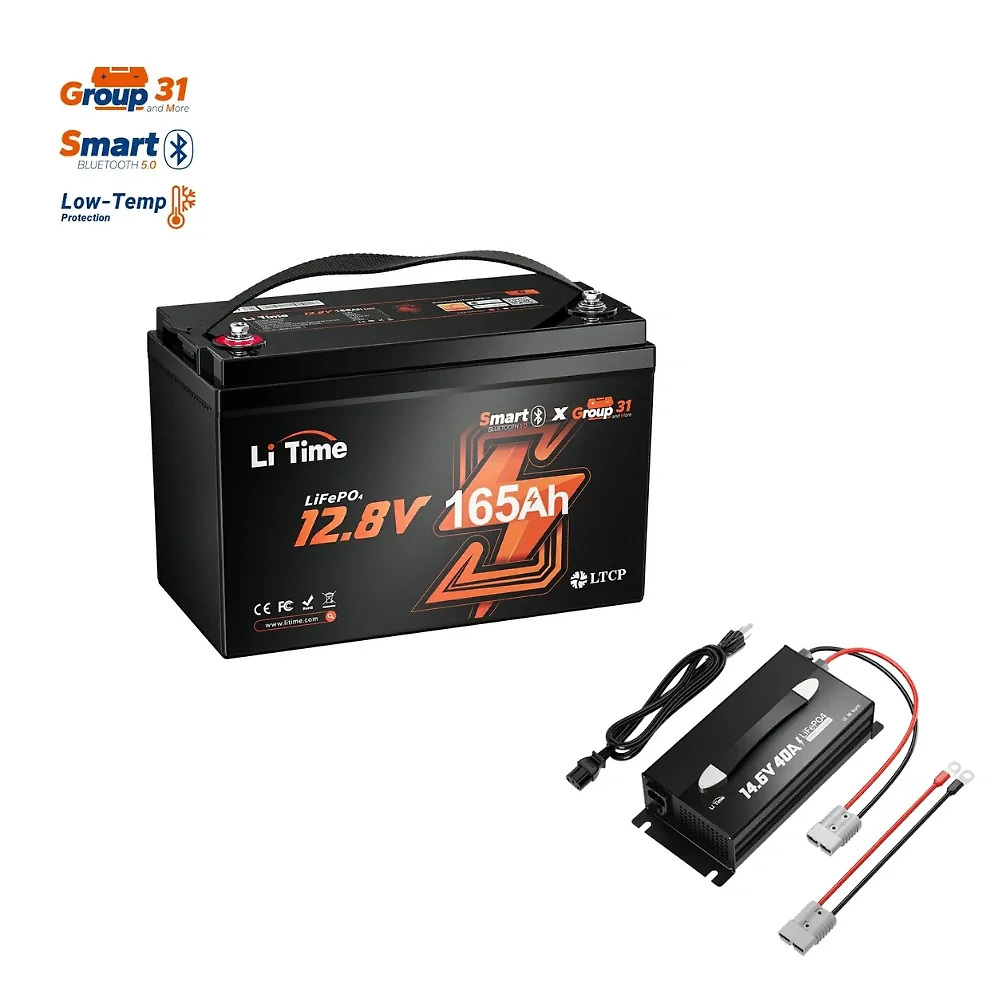 LiTime 12V 165Ah Bluetooth Lithium Deep Cycle Battery for RV and Marine