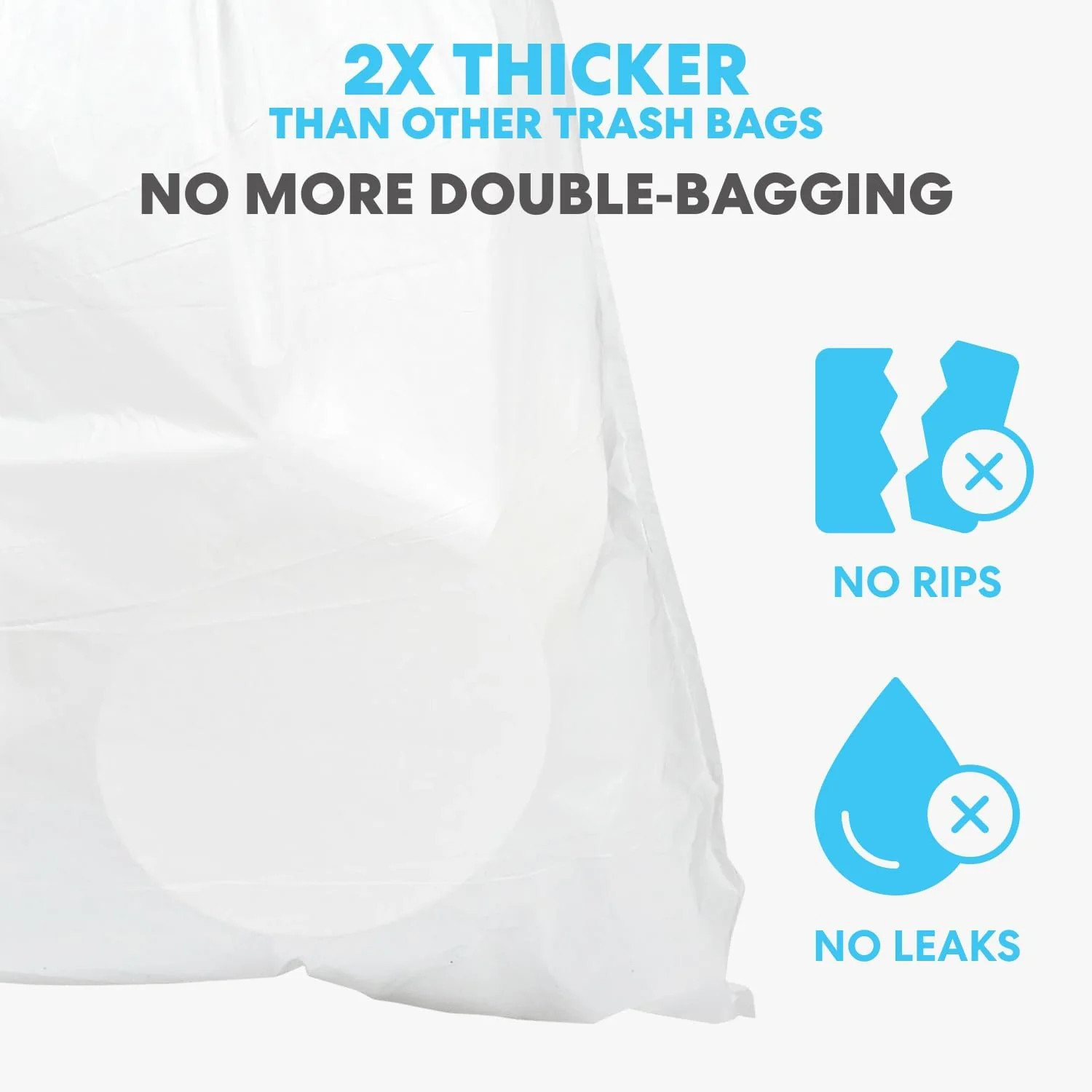 SIMPLI-MAGIC 17 Gallon Drawstring Trash Bags. 120 Pack – Tall Kitchen Garbage Bags. Custom Made with Premium Materials (White)