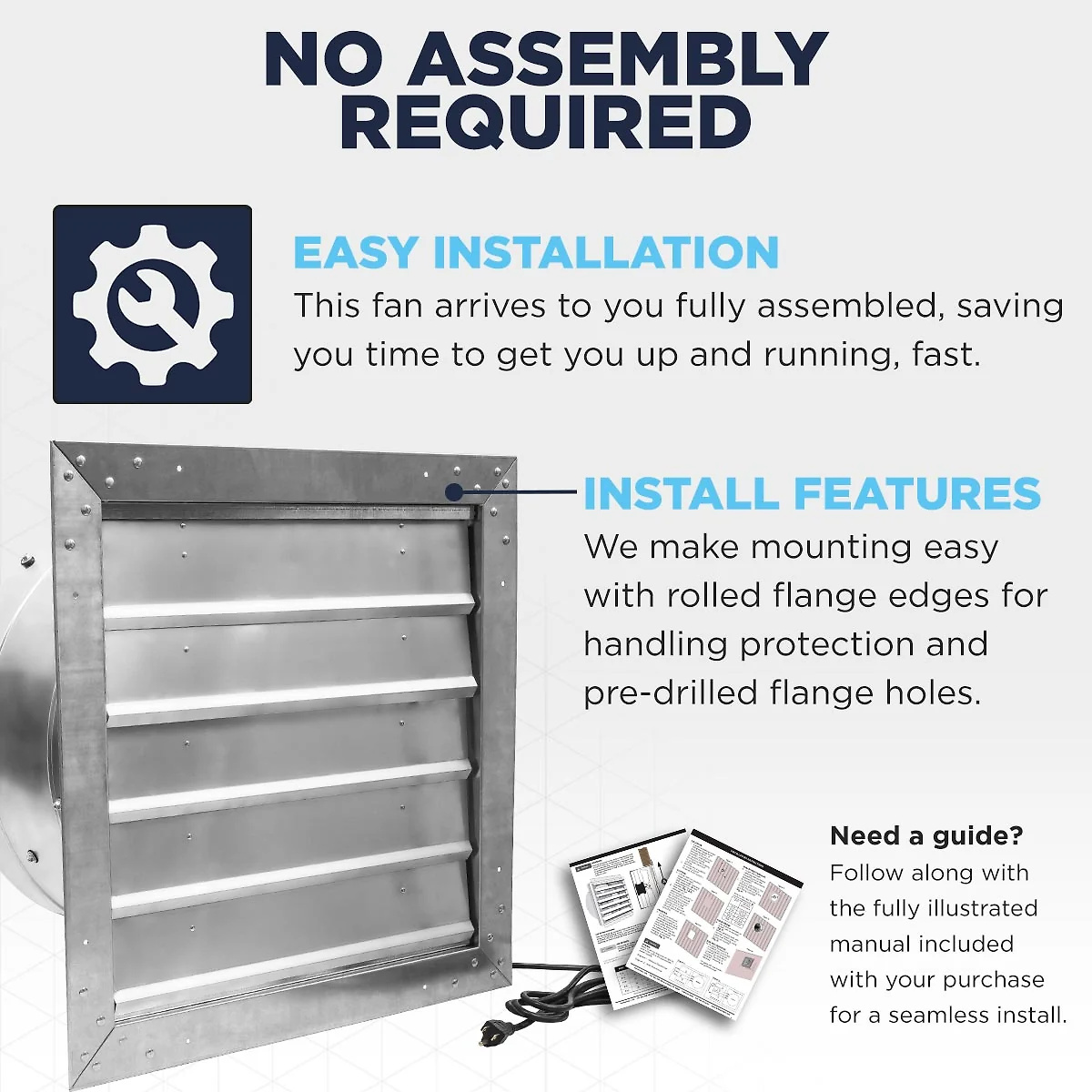 18 In. Heavy Duty Exhaust Fan. High Performance Totally Enclosed Motor