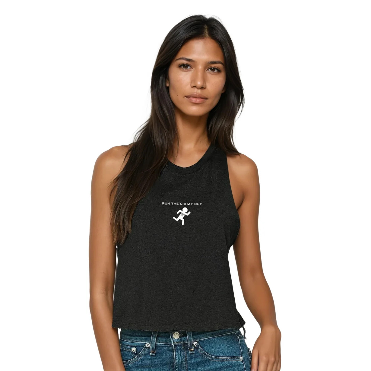 Run The Crazy Out Racerback Crop Tank