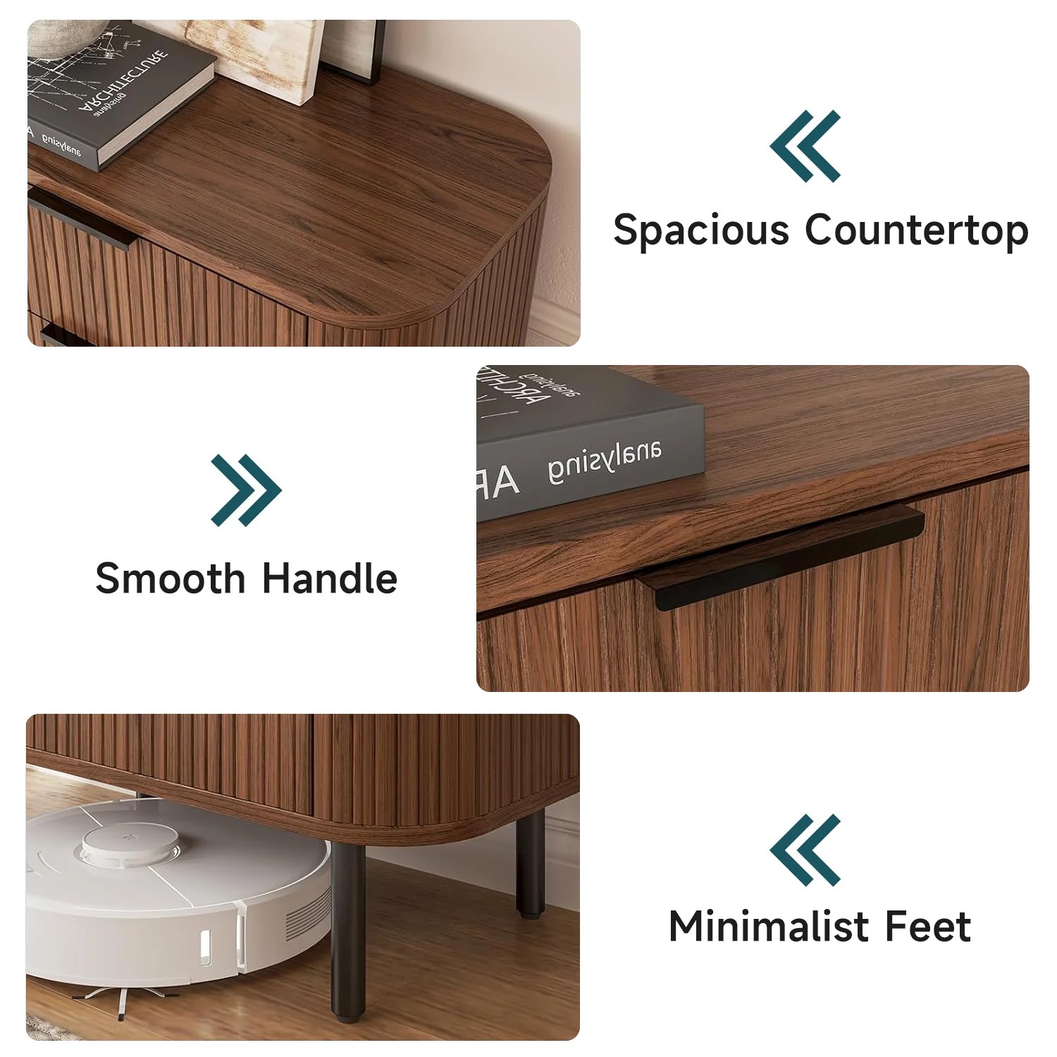 (Discontinued) Fluted 5 Drawer Dresser. Tall Chest of Drawers with Metal Handle and Curved Profile Design