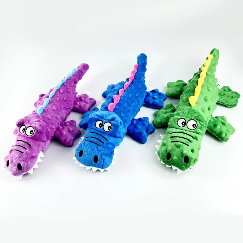Squeaky crocodile plush for aggressive chewers π