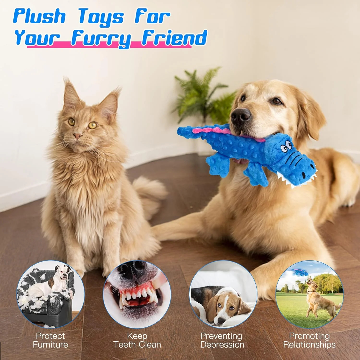 Squeaky crocodile plush for aggressive chewers π
