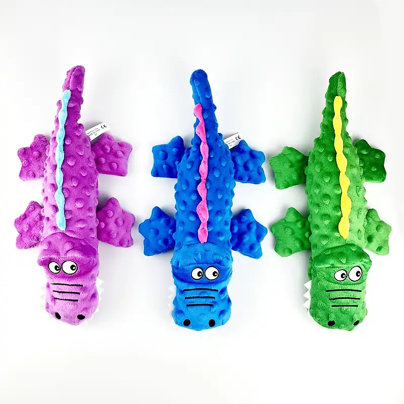 Squeaky crocodile plush for aggressive chewers π