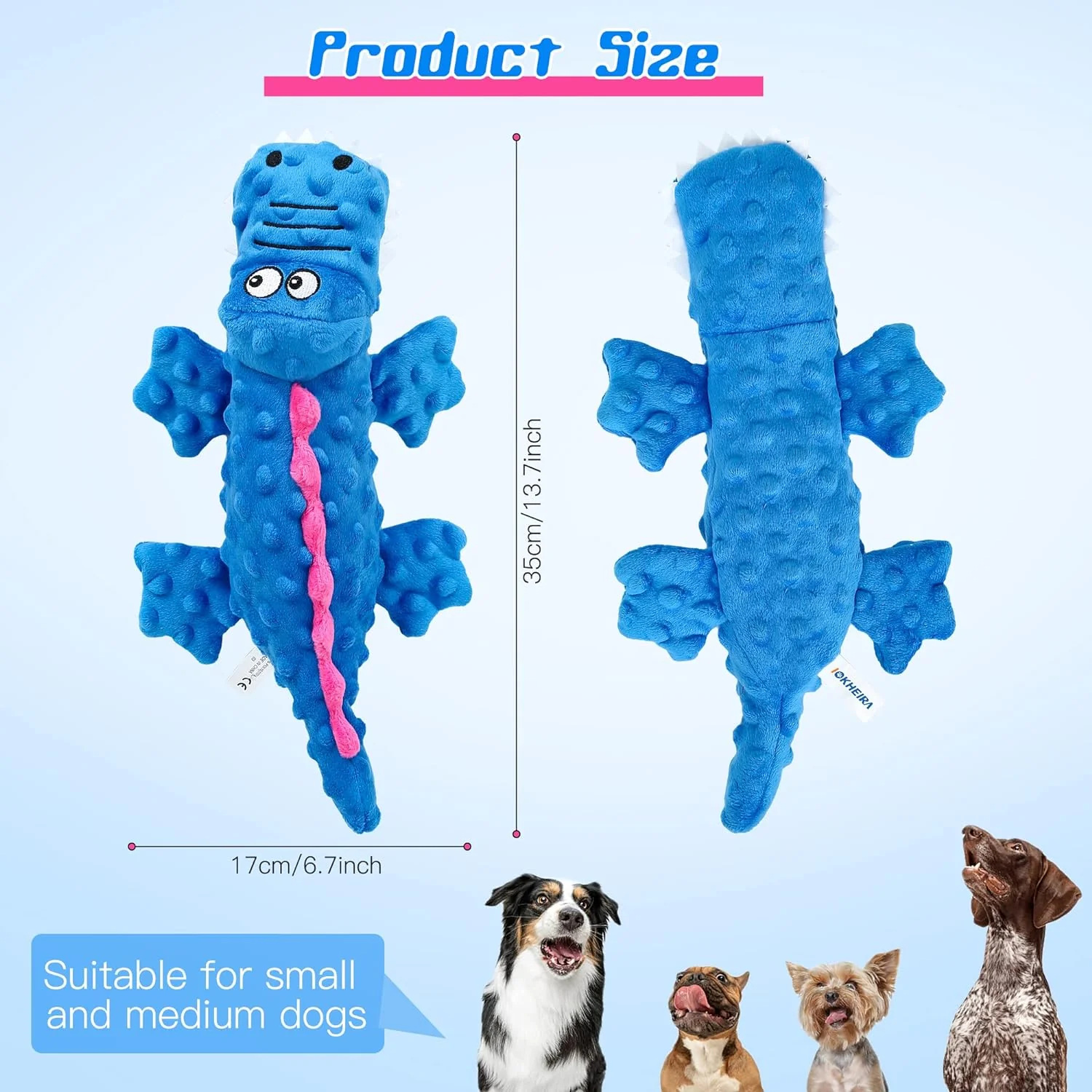 Squeaky crocodile plush for aggressive chewers π
