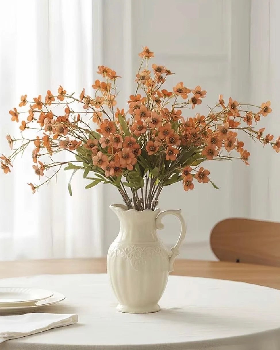 Artificial Orange Daisy Flower Stem Faux Botanical Home Decor