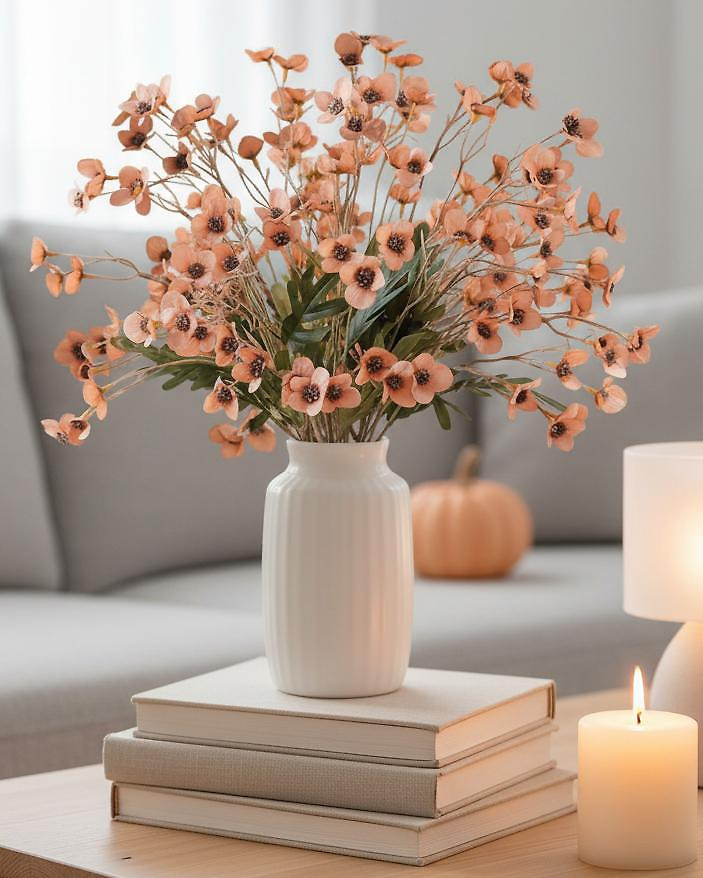 Artificial Orange Daisy Flower Stem Faux Botanical Home Decor