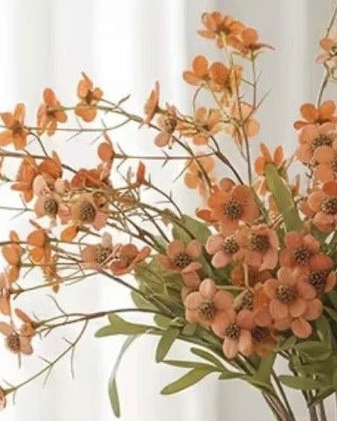 Artificial Orange Daisy Flower Stem Faux Botanical Home Decor