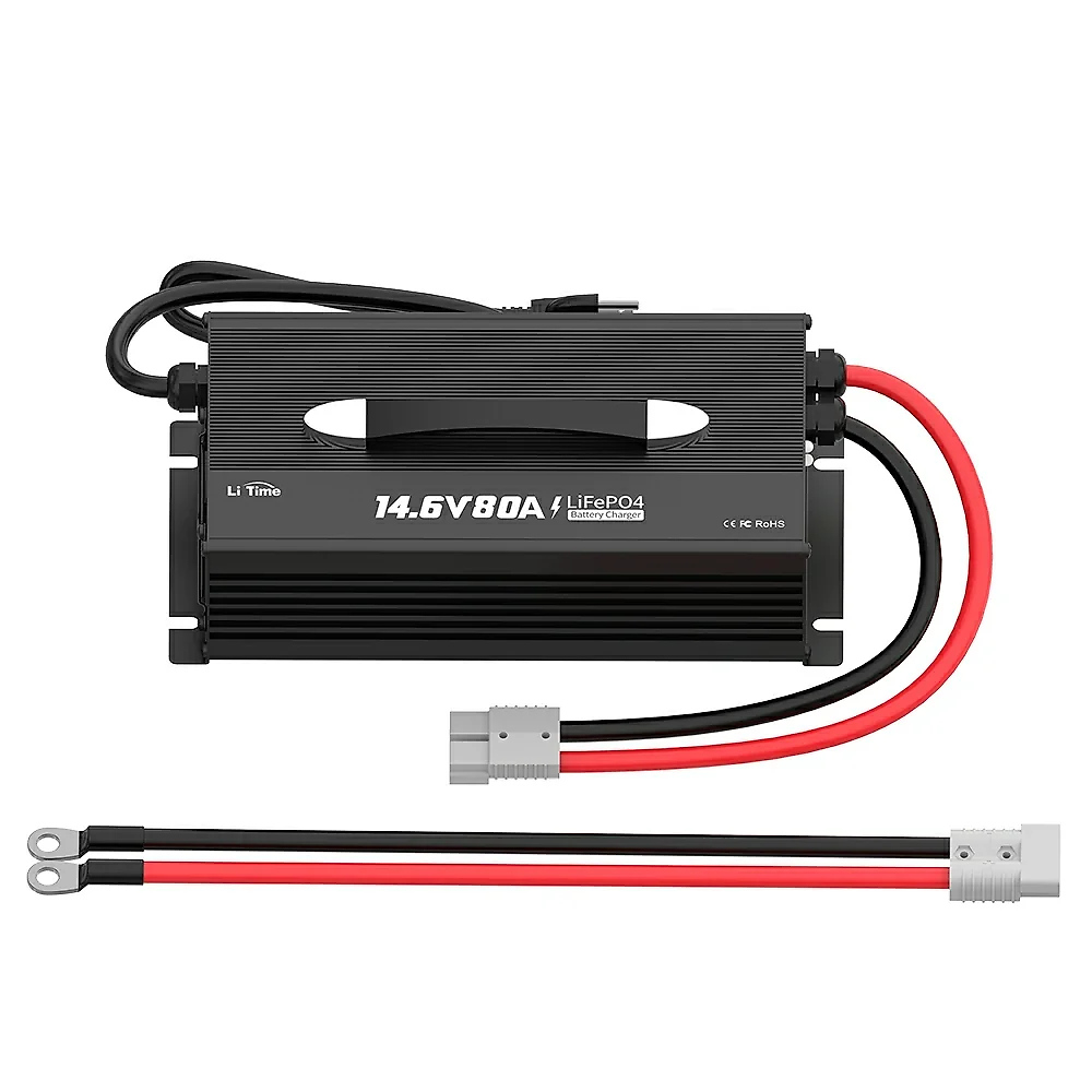 LiTime 12V 80A Smart LiFePO4 Battery Charger | 3-Stage Charging