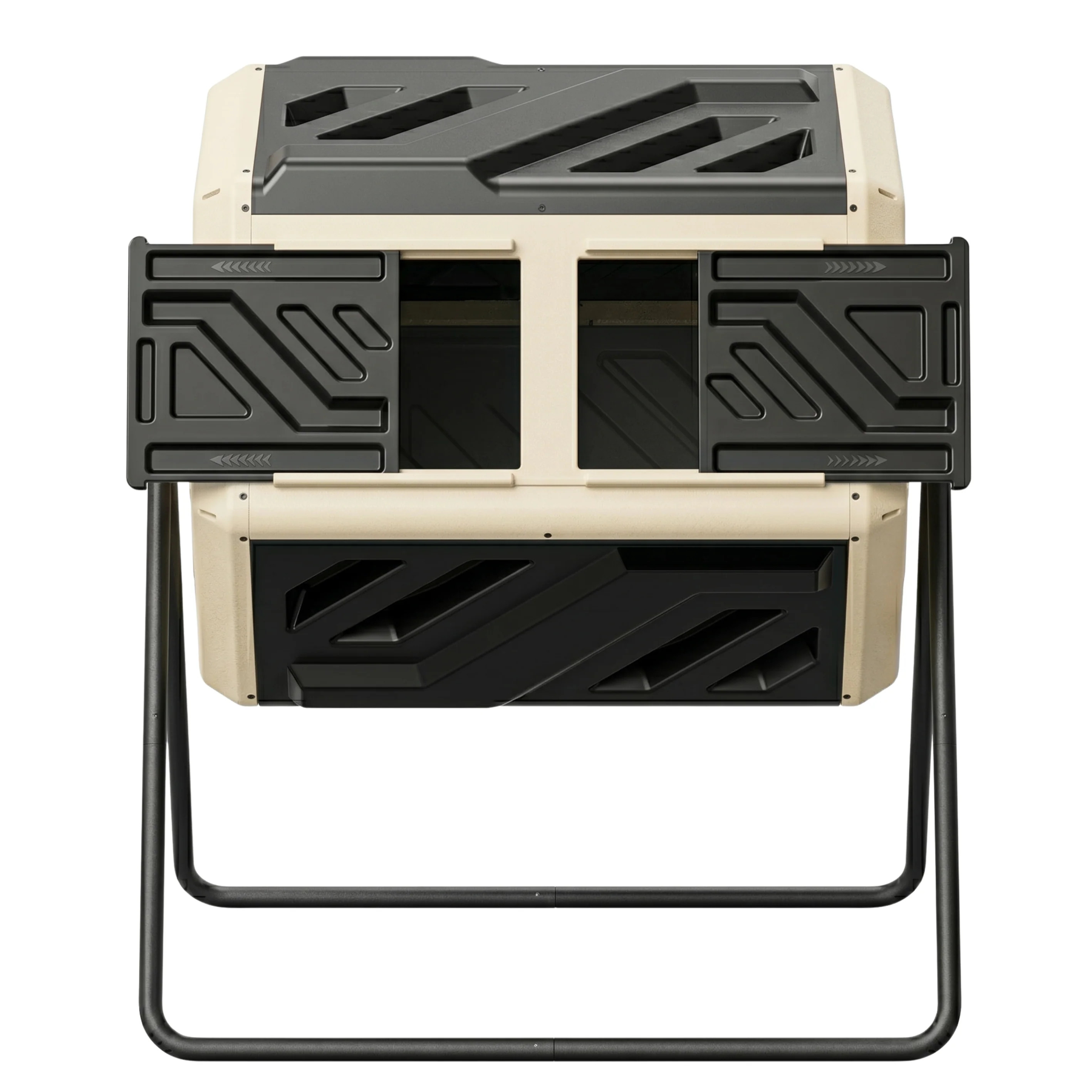 160 L Dual Chamber Compost Tumbler Bin Rotating Barrel Frame System
