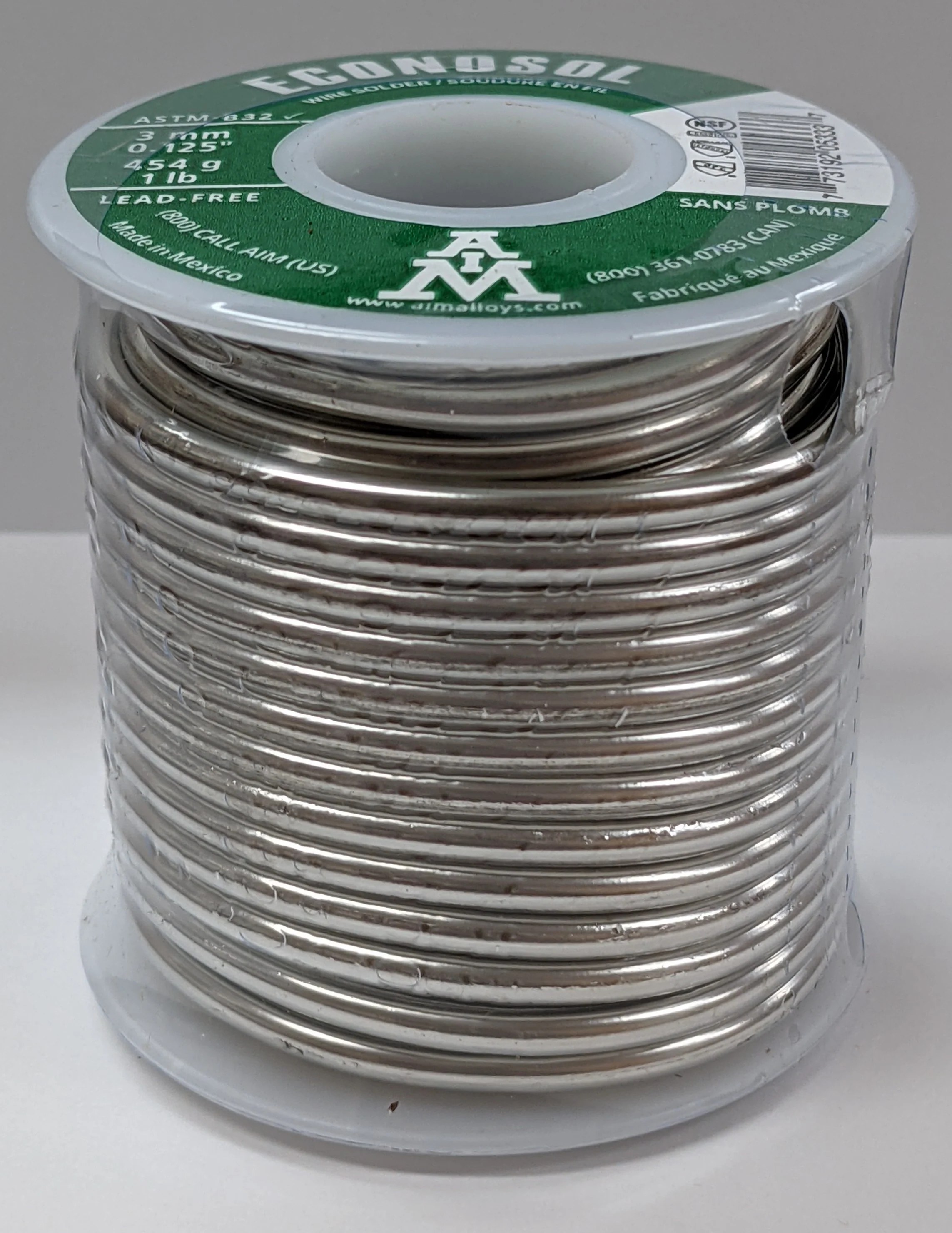 97/3Cu Lead-Free .125 Diameter Solid Solder Wire. Econosol. 1 LB Spool