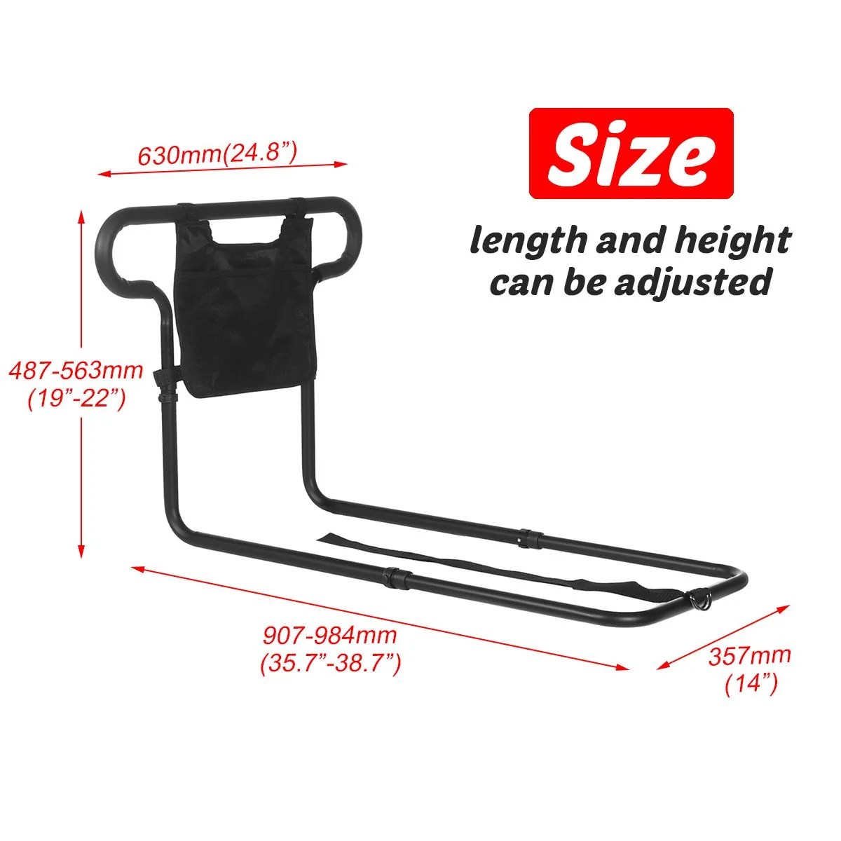 Adjustable Bed Safety Guard | Sturdy Support for Seniors with Storage Pouch