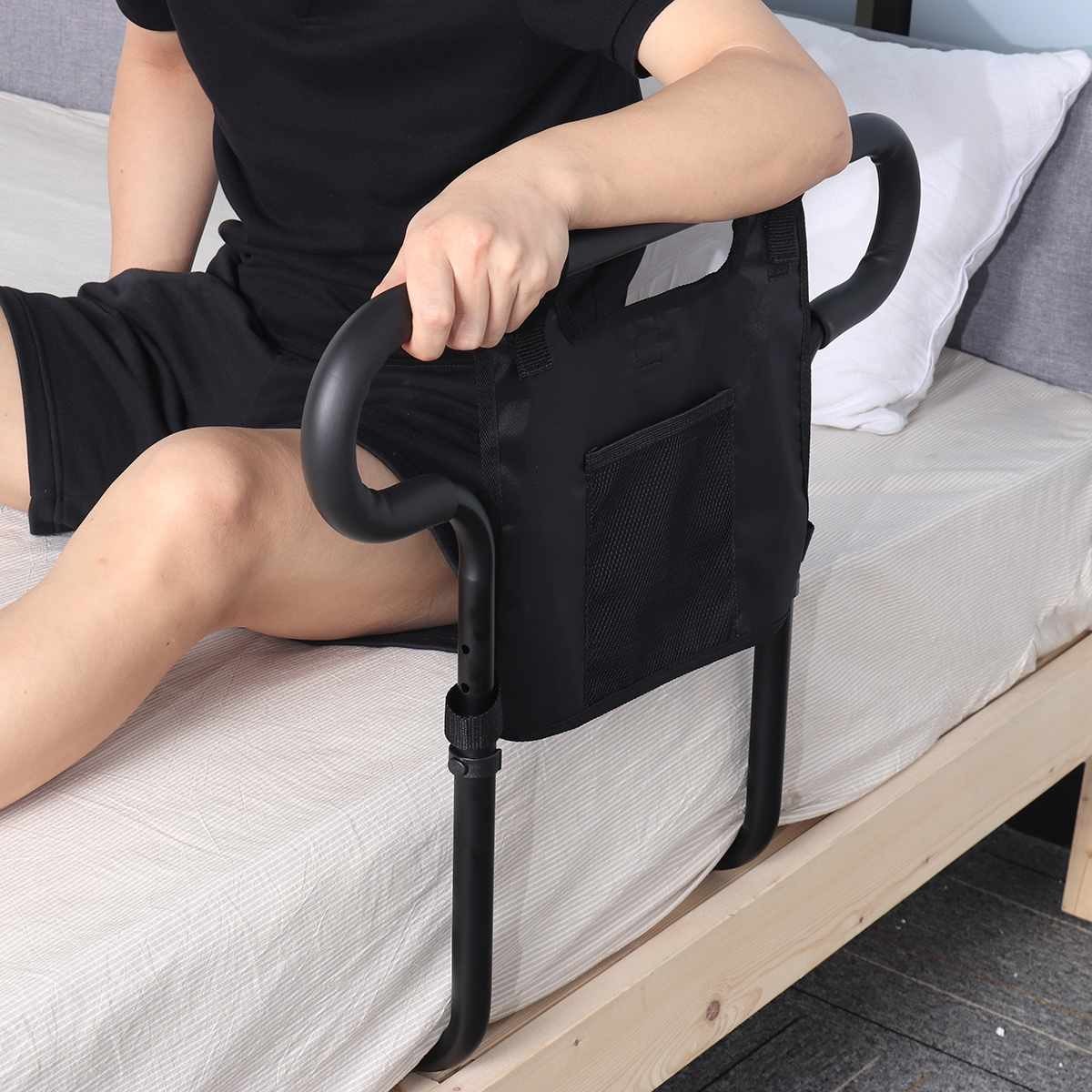 Adjustable Bed Safety Guard | Sturdy Support for Seniors with Storage Pouch