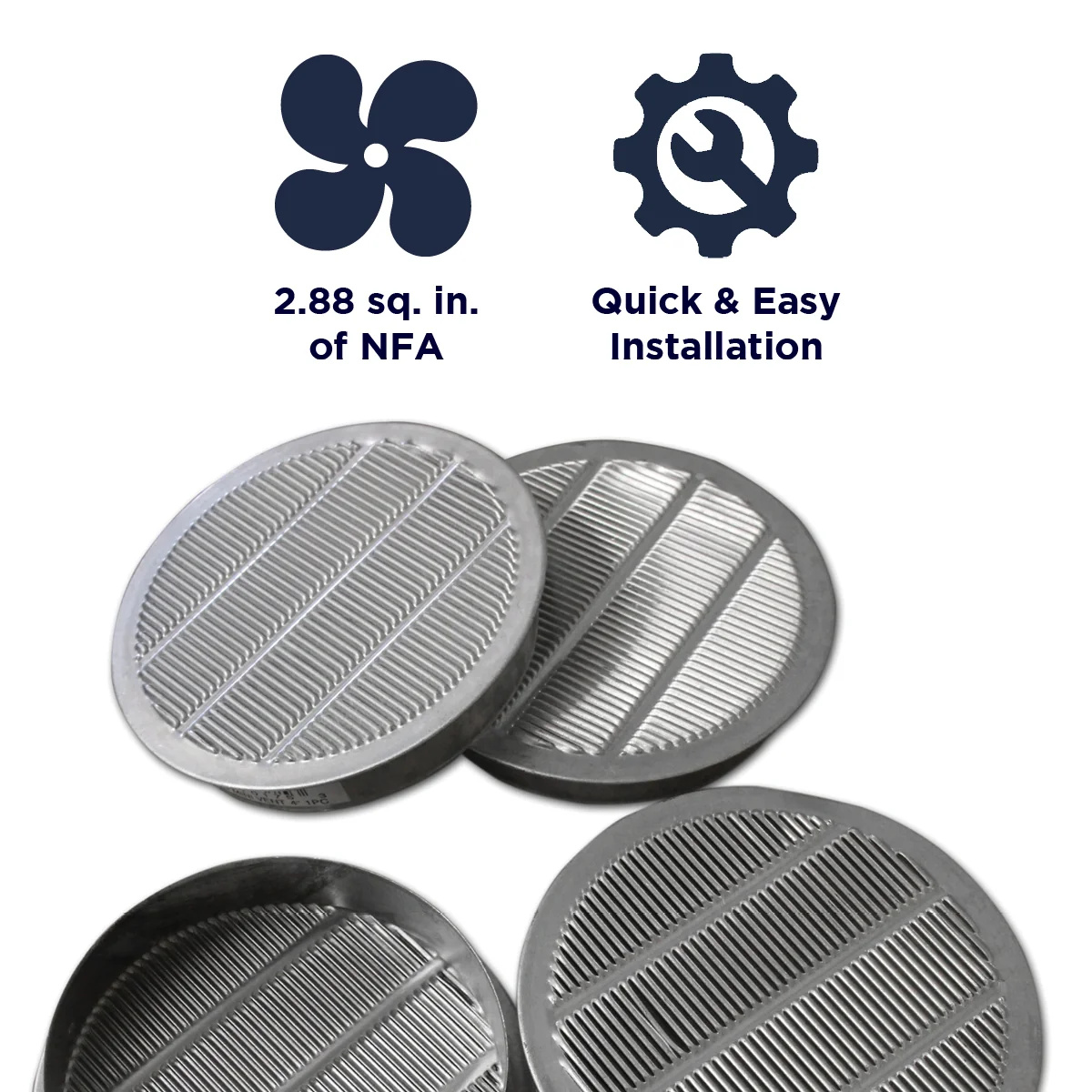 1 In. and 4 In. Round Mini Soffit Vents in Mill
