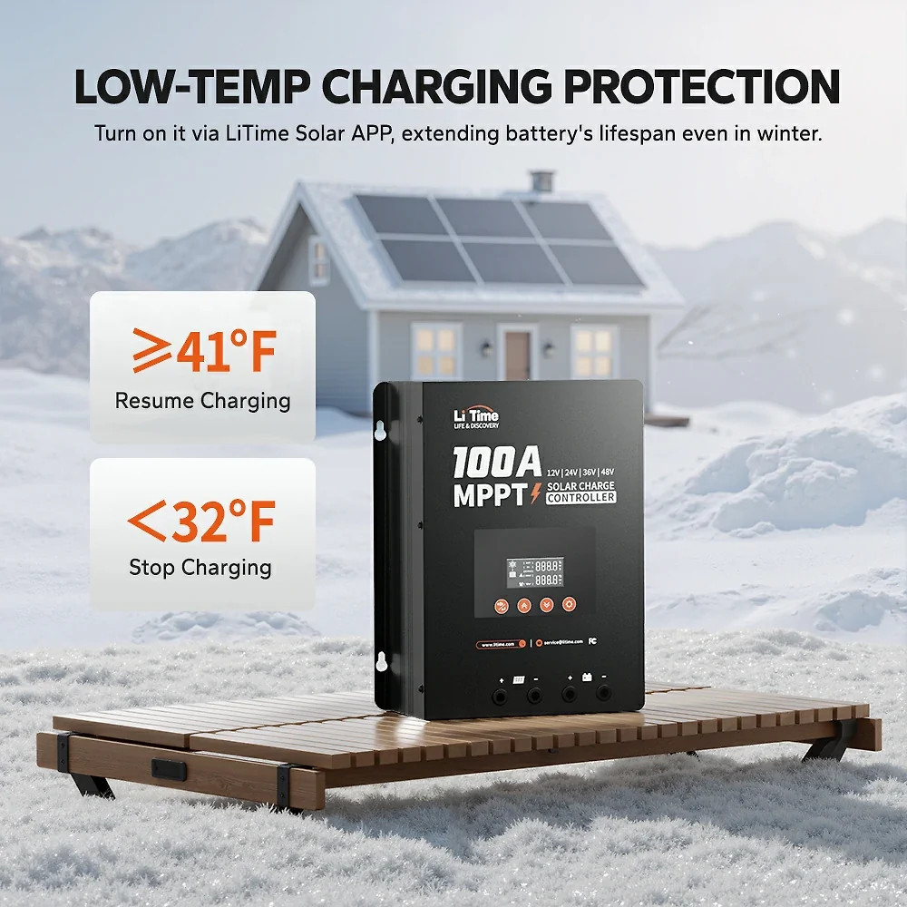 LiTime 100A MPPT 12V/24V/36V/48V Bluetooth Solar Charge Controller