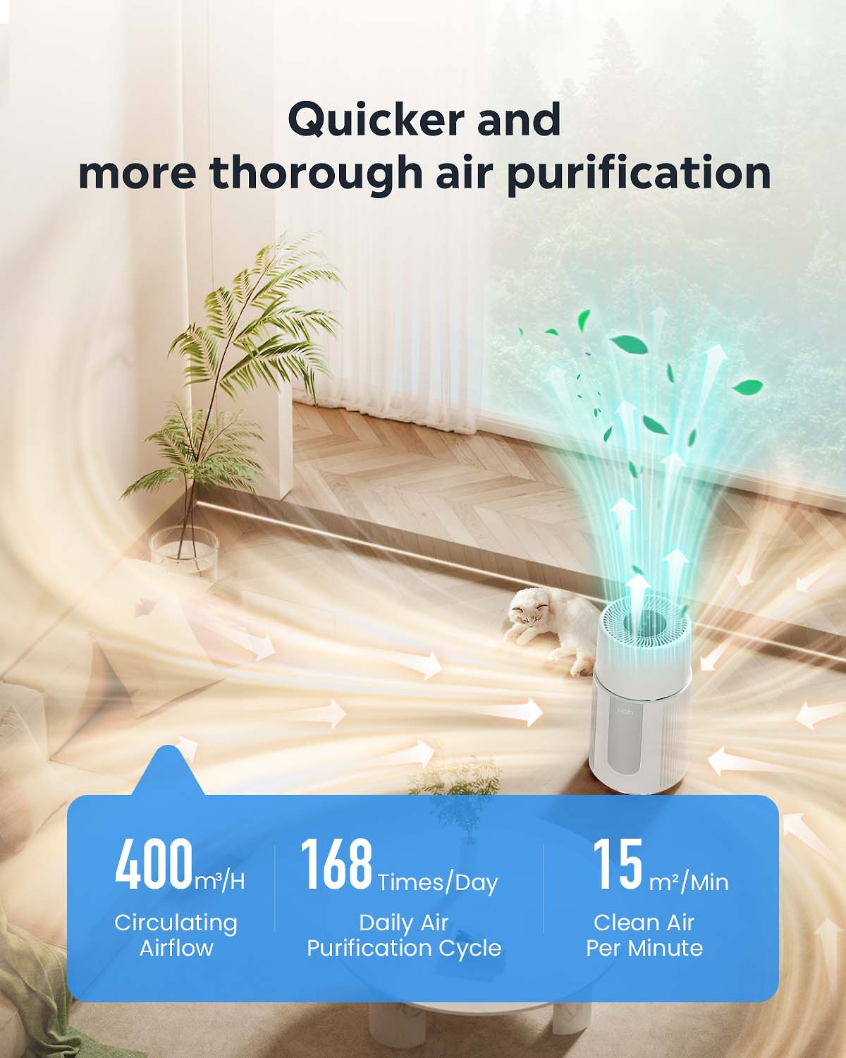 UAHPET Air Purifier for pet hair. odors and dander